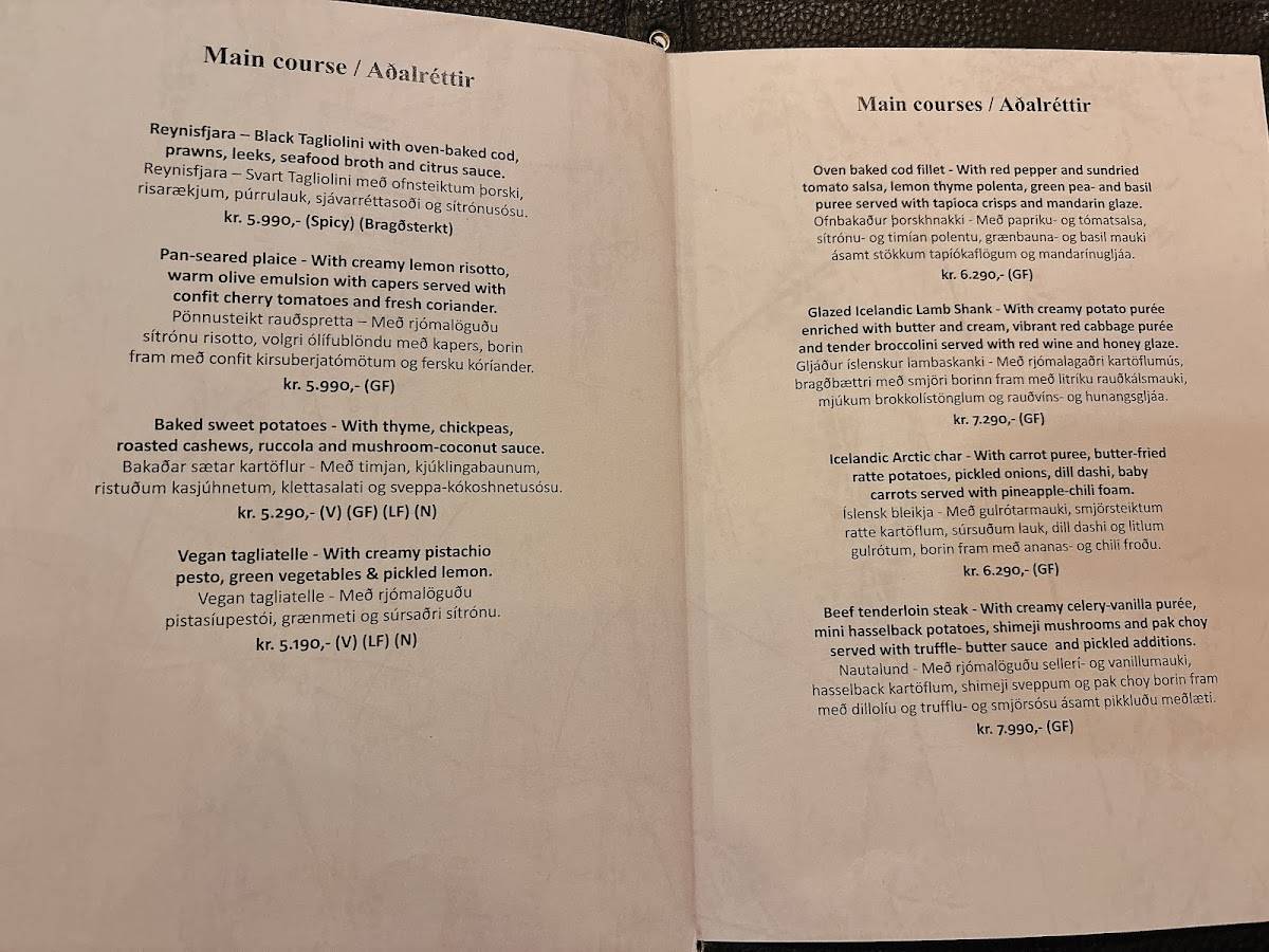 Menu de Reykjavík Kitchen