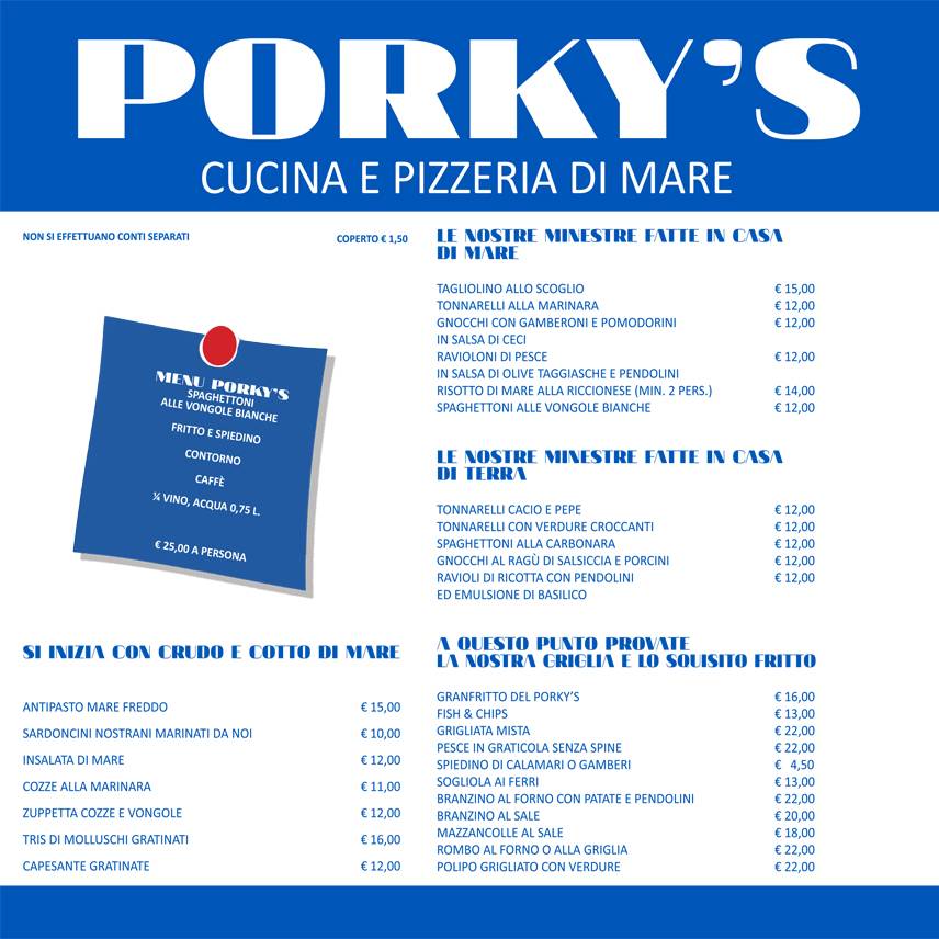 Menu di Porky's 