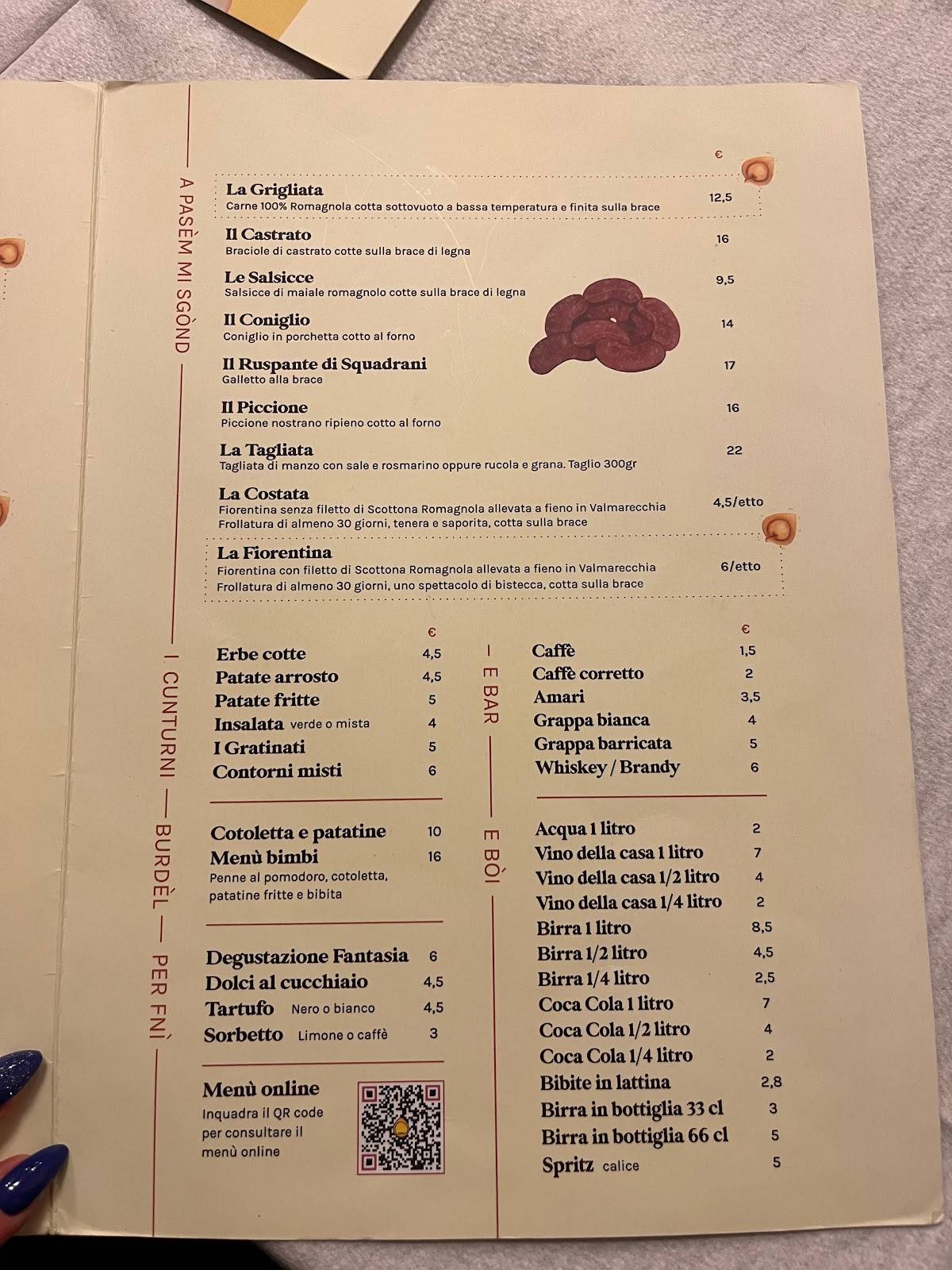 Menu di Ristorante Squadrani 