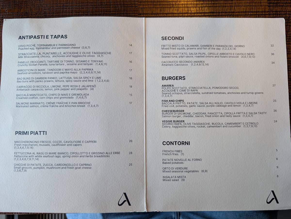 Menu di Ristorante Amarea 