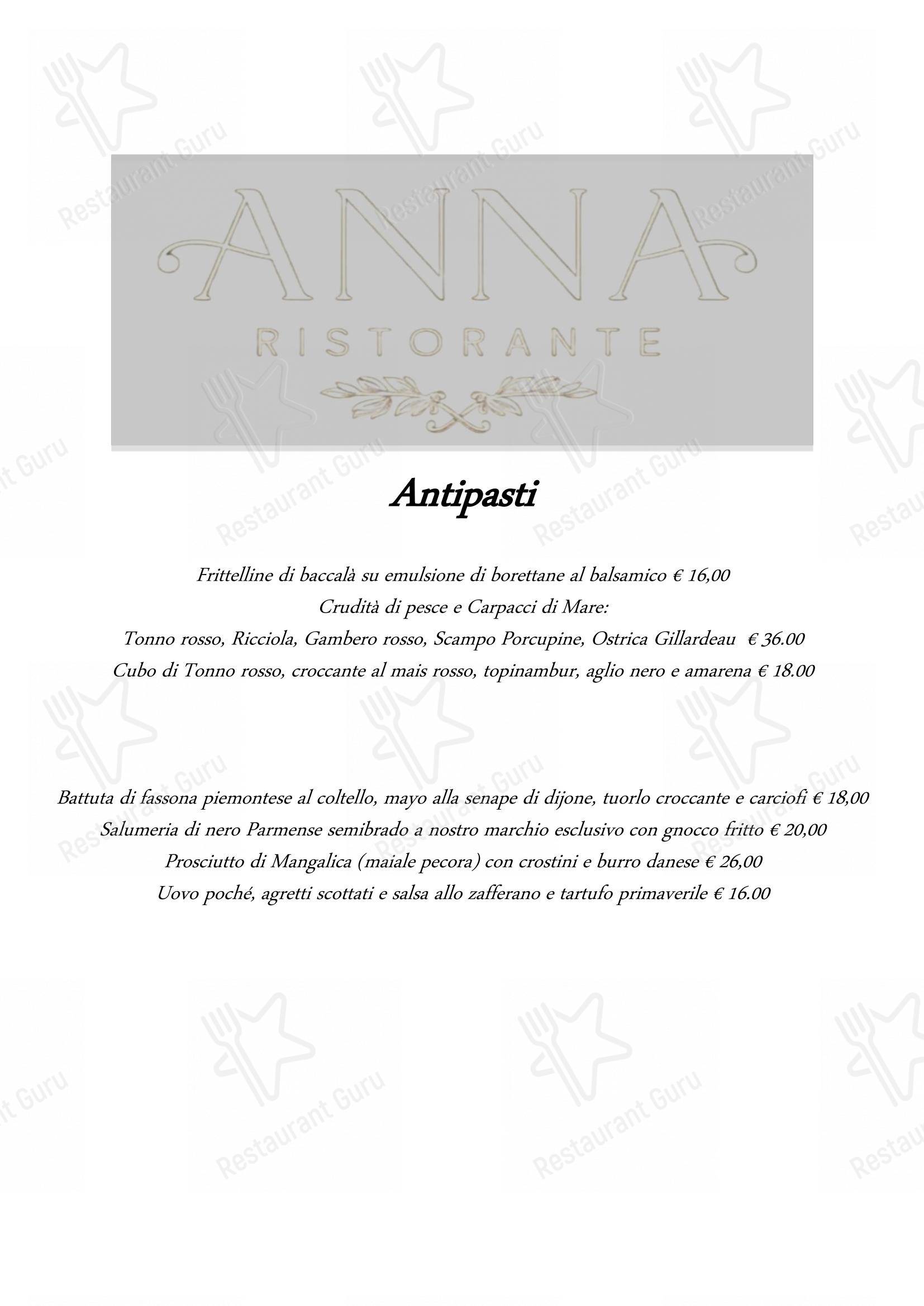 Menu per Ristorante Anna ristorante