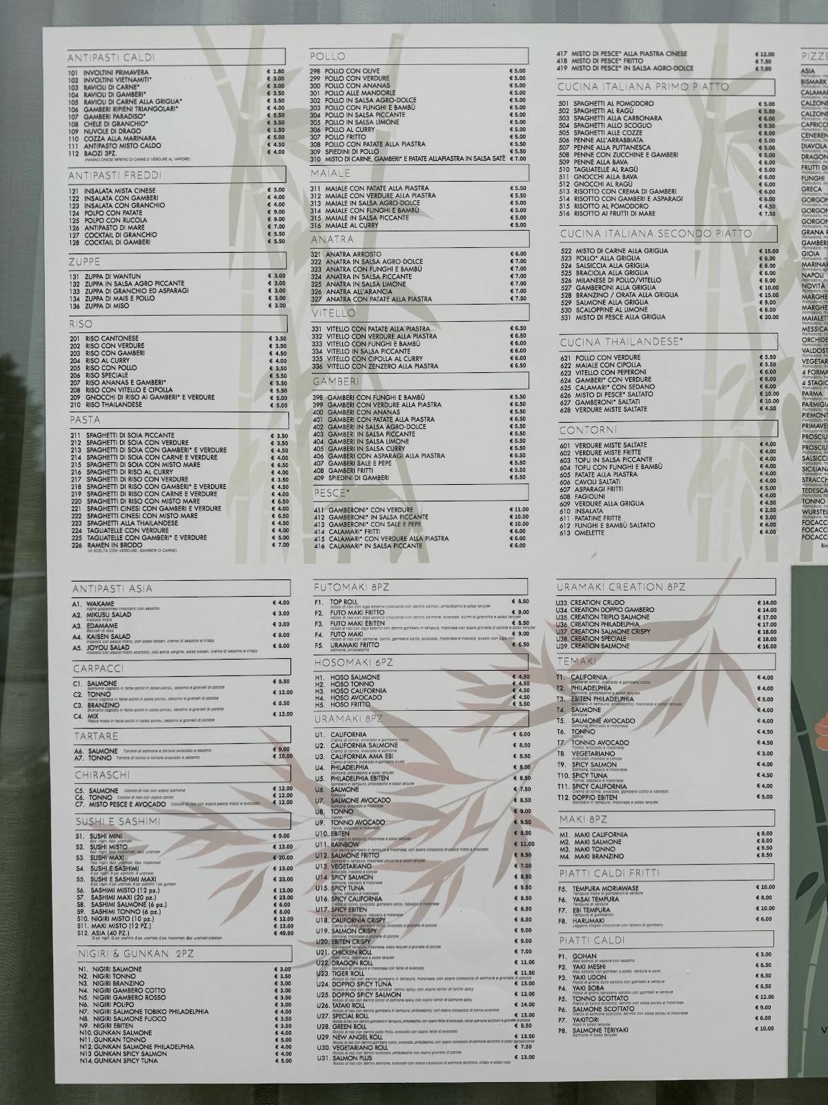 Menu di Ristorante Asia di Wang Jianrui 