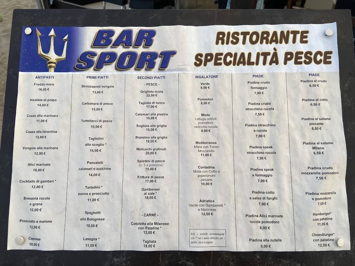 Menu di Ristorante Bar Sport 