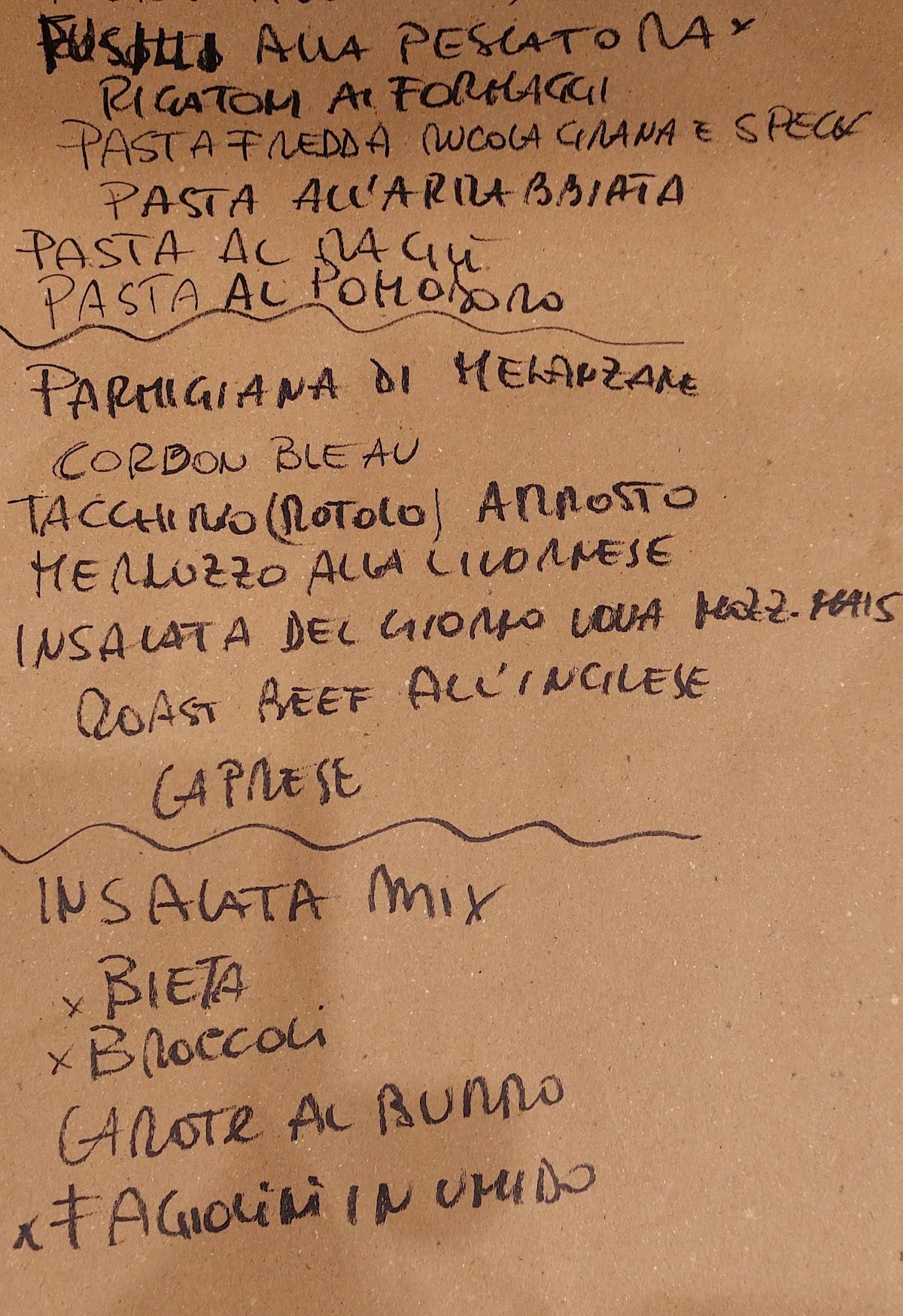 Menu di Bar ristorante "europa" 