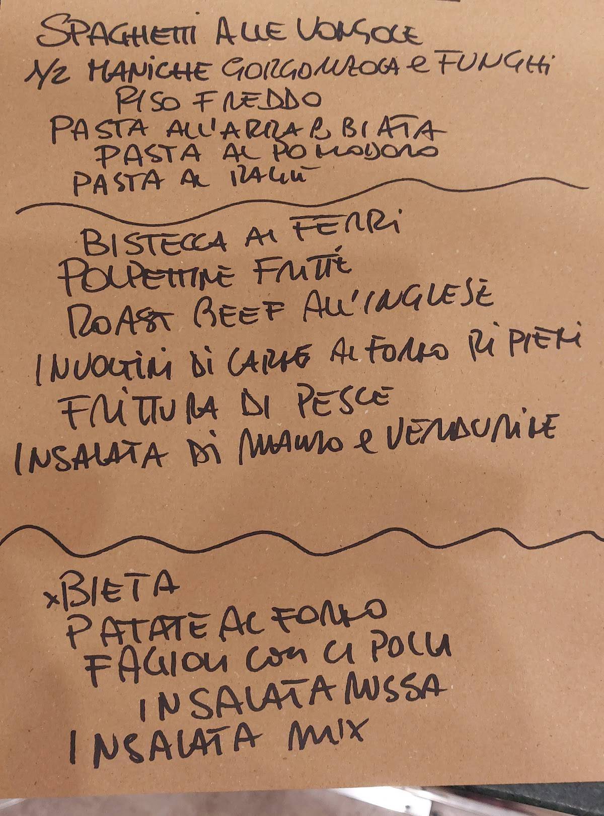 Menu di Bar ristorante "europa" 