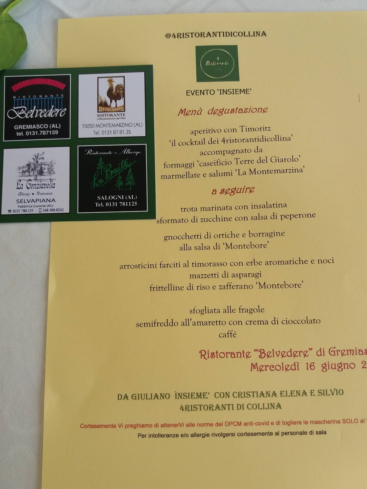 Menu di Ristorante Belvedere 