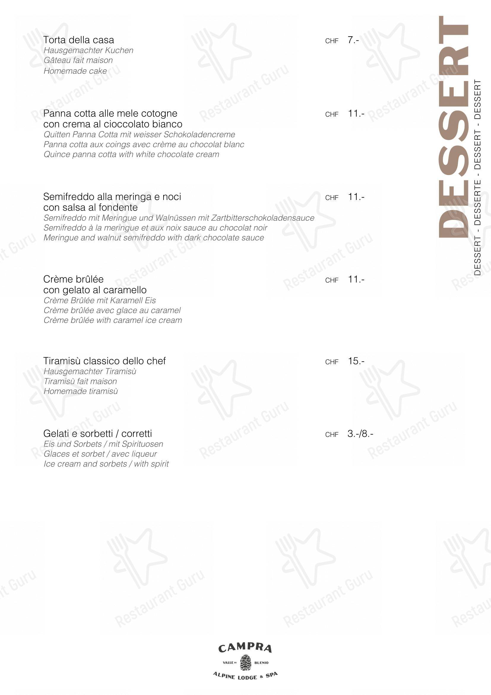 Menu di Ristorante Campra Il Ritrovo - Детское