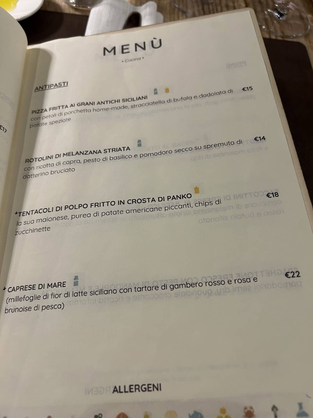 Menu di Ristorante Cantine De Gregorio 