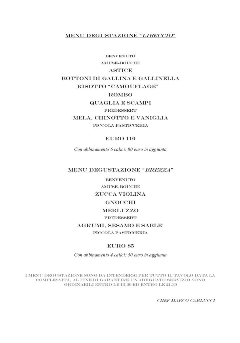 Menu di Ristorante Capo Santa Chiara 