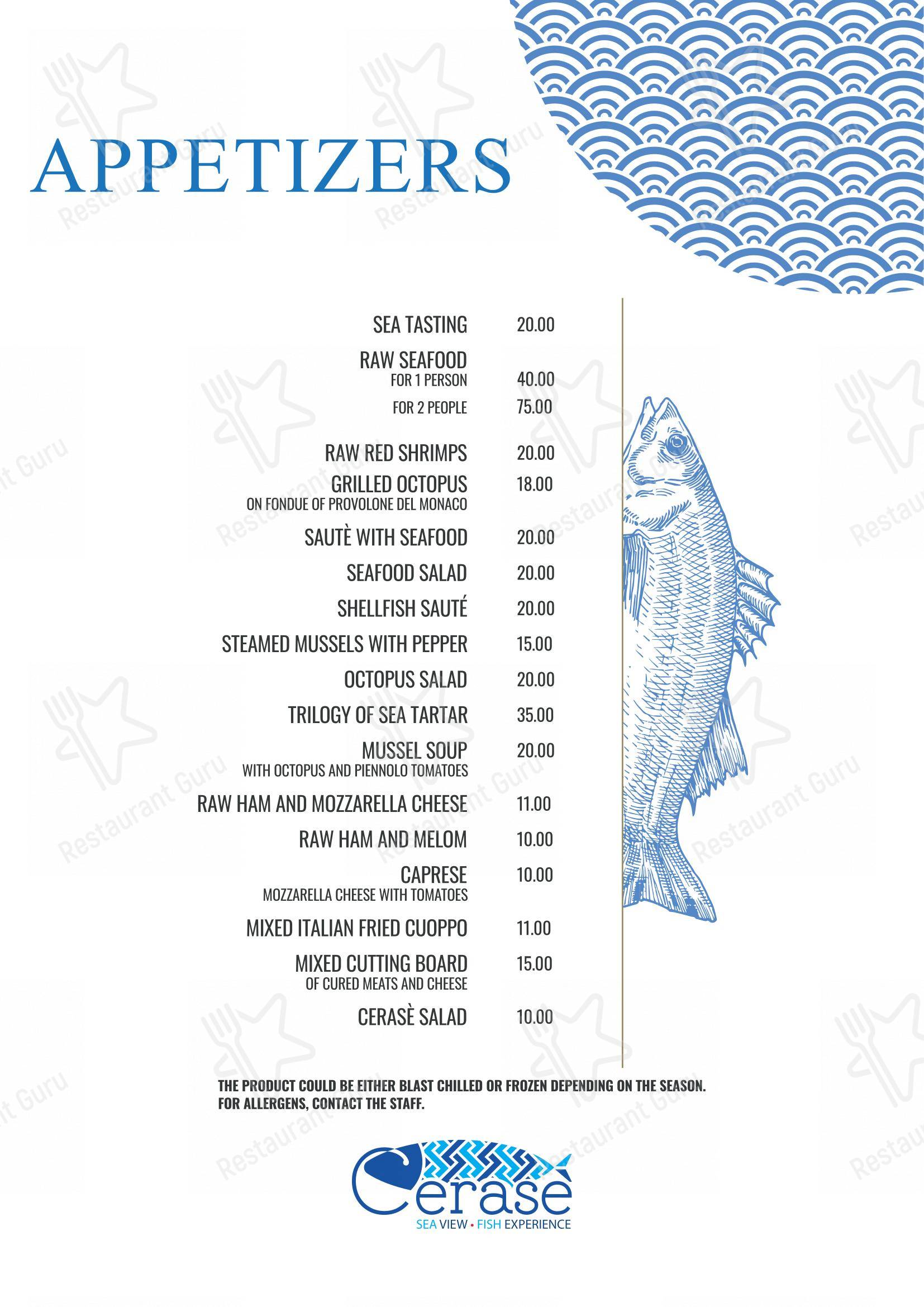 Menu di Ristorante Cerasè - Menu