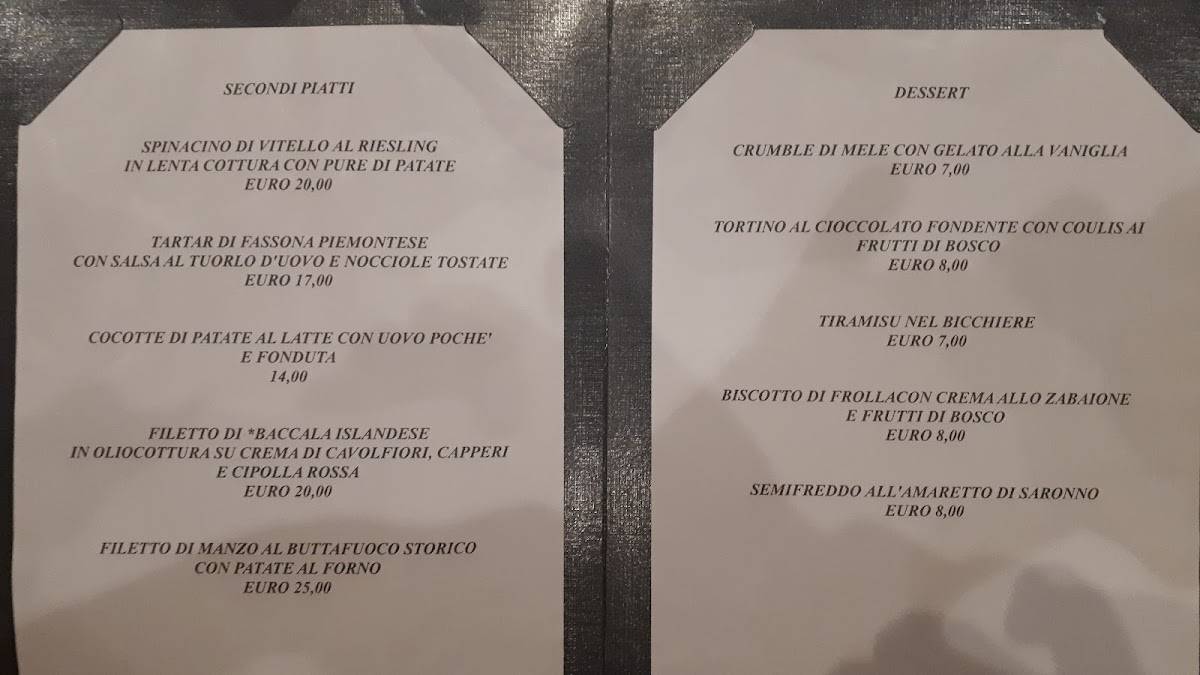 Menu di Ristorante Colombi Tradizione e Innovazione 