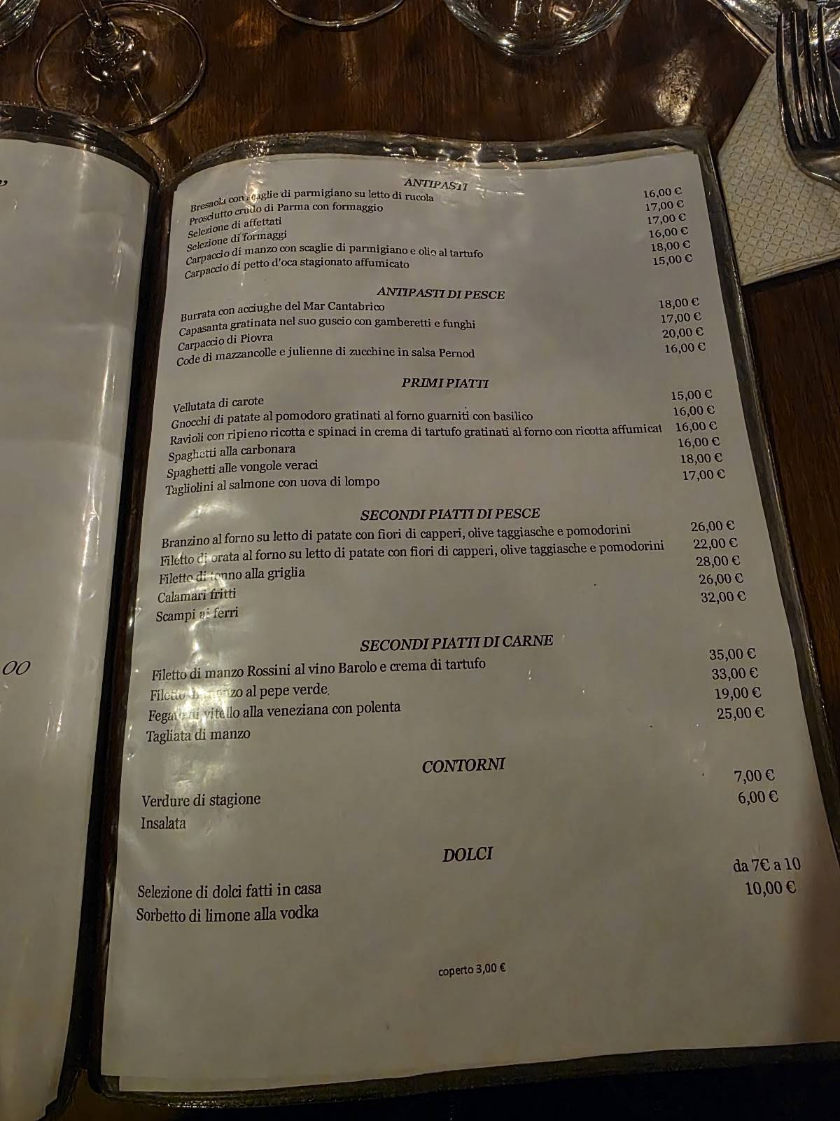 Menu di Ristorante Da Carletto 