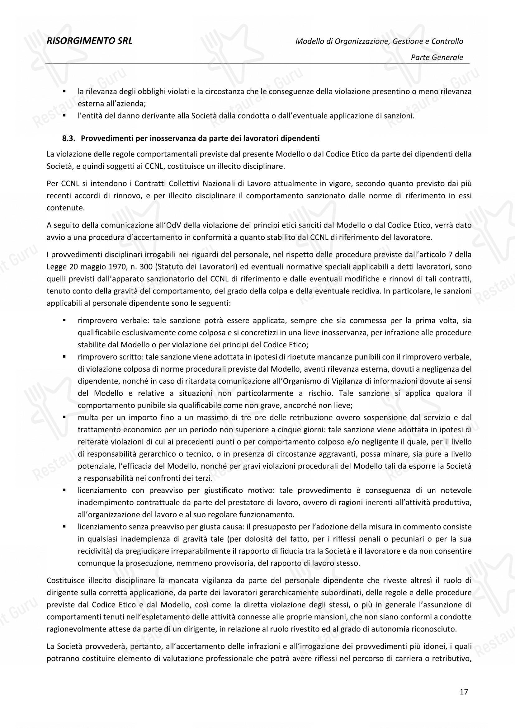 Menu per Ristorante Del Cambio in Torino