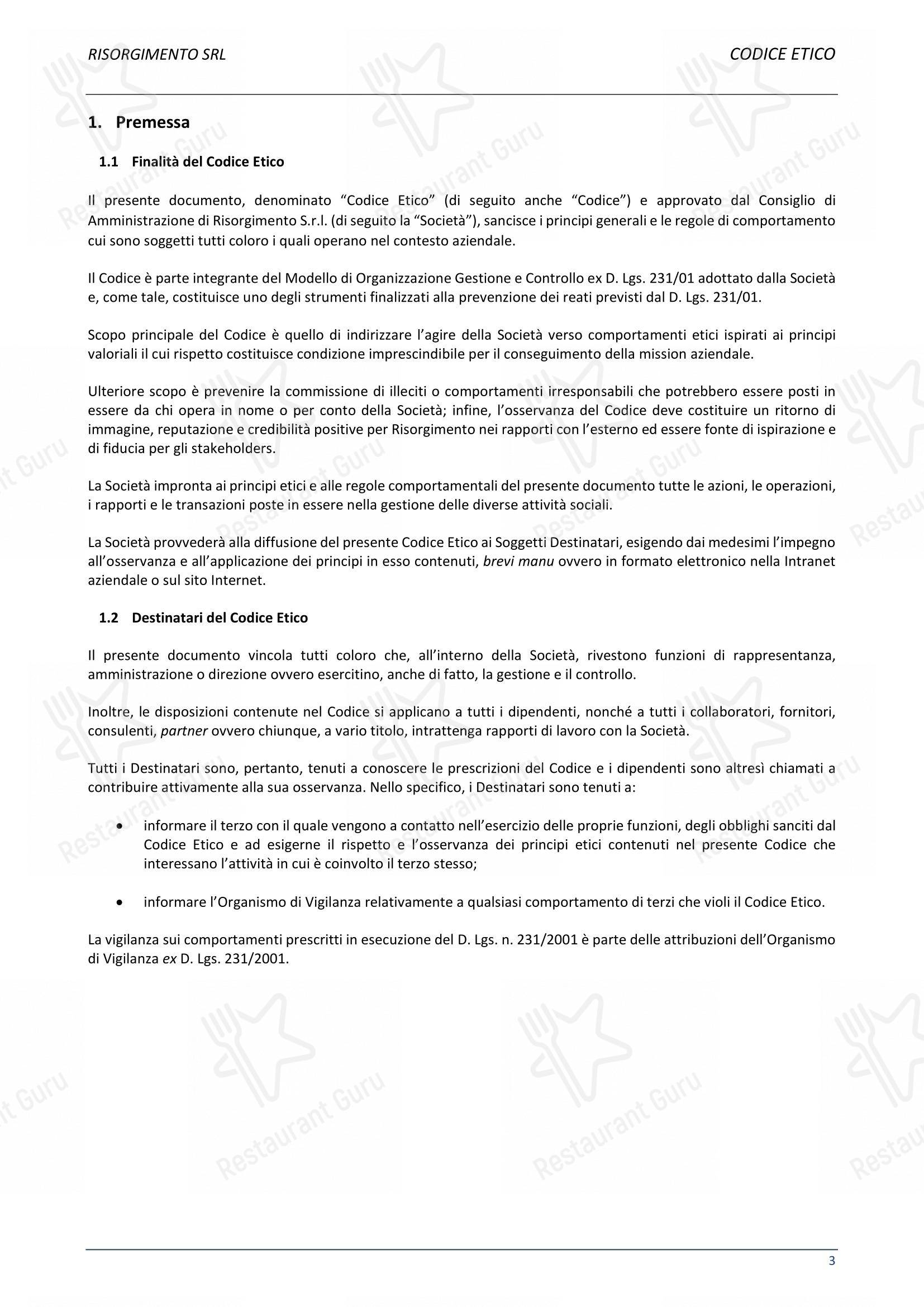 Menu per Ristorante Del Cambio ristorante