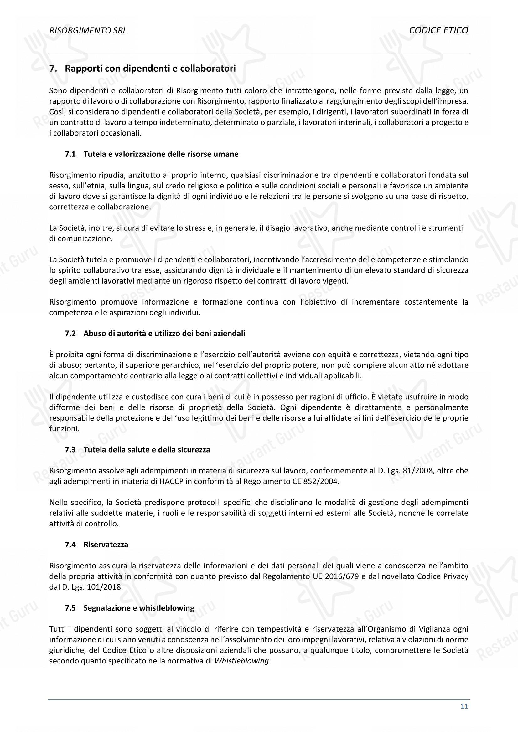 Menu per Ristorante Del Cambio ristorante