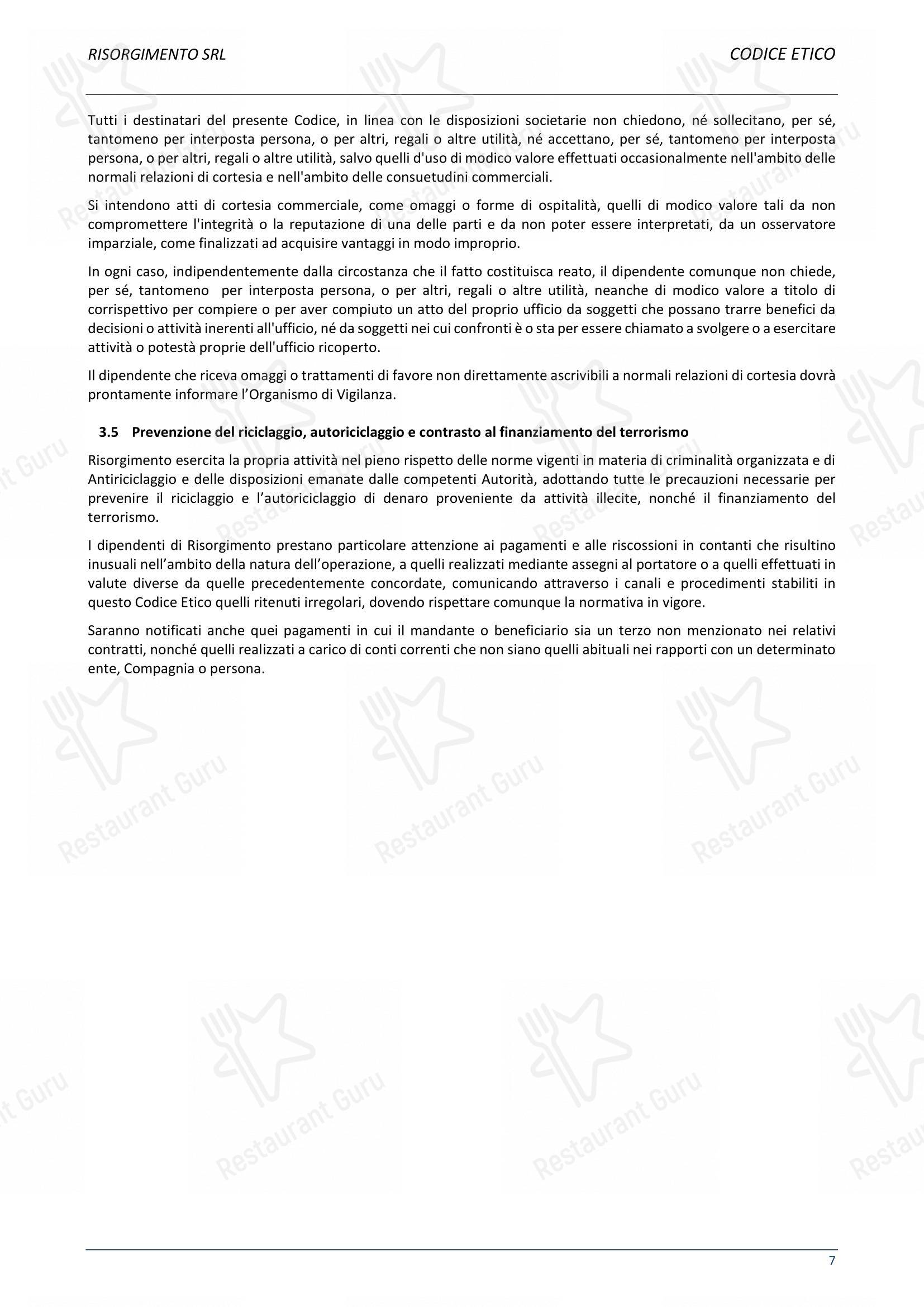 Menu di Ristorante Del Cambio - Menu