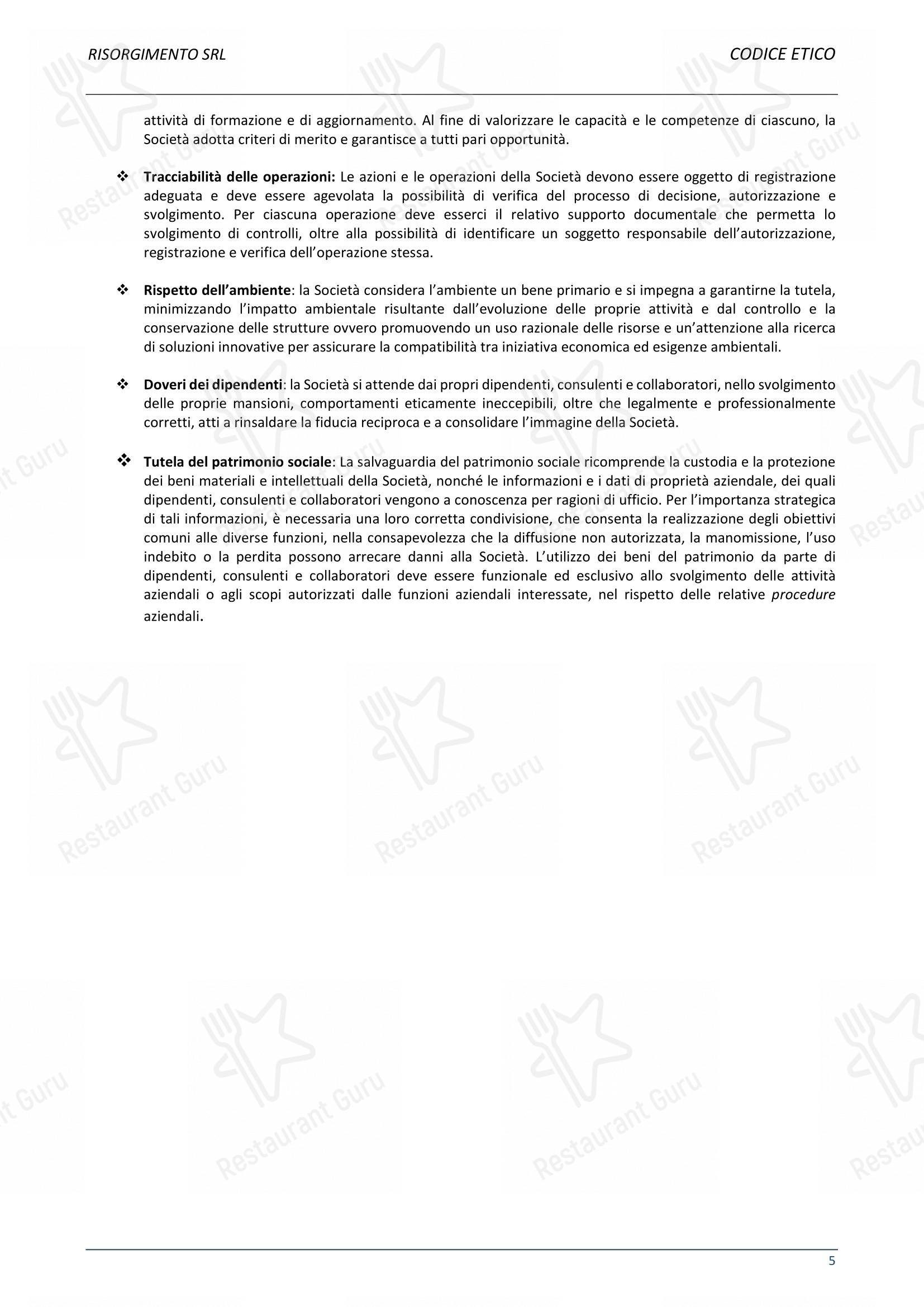 Menu per Ristorante Del Cambio ristorante