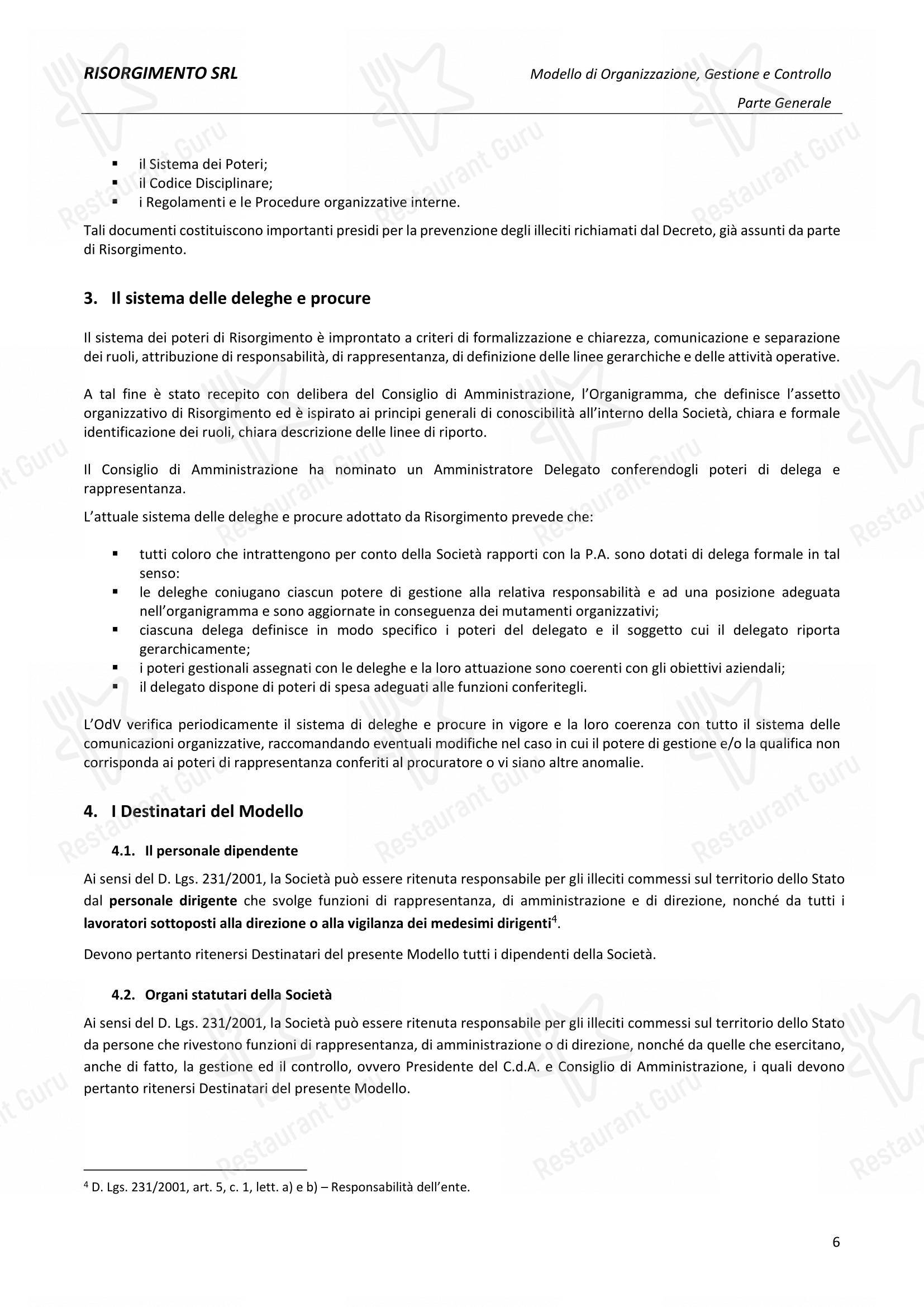 Menu per Ristorante Del Cambio ristorante