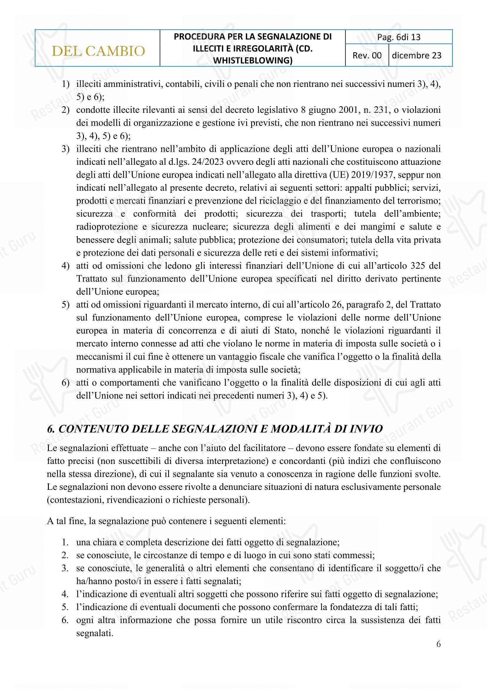 Ristorante Del Cambio in Torino - Menu