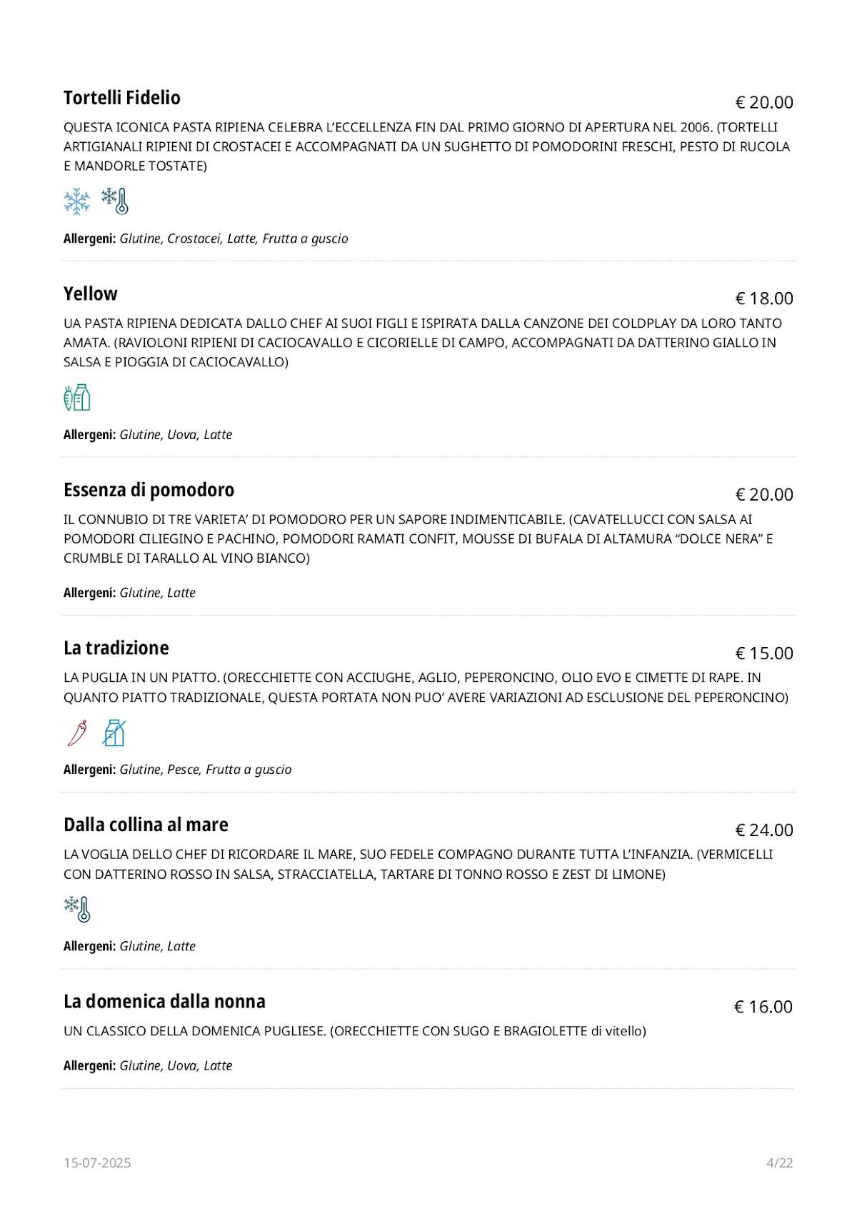 Menu di Fidelio 