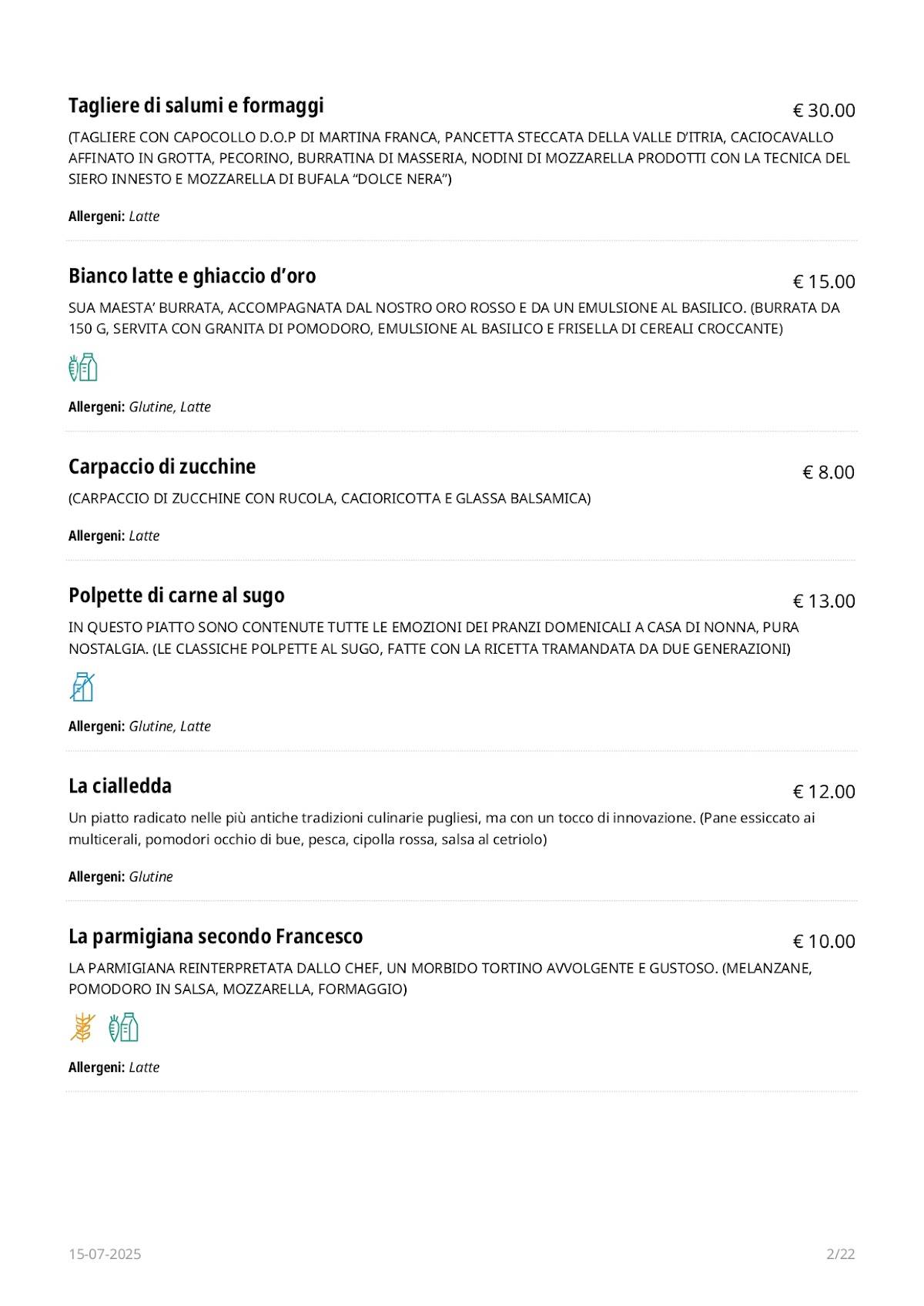 Menu di Fidelio 