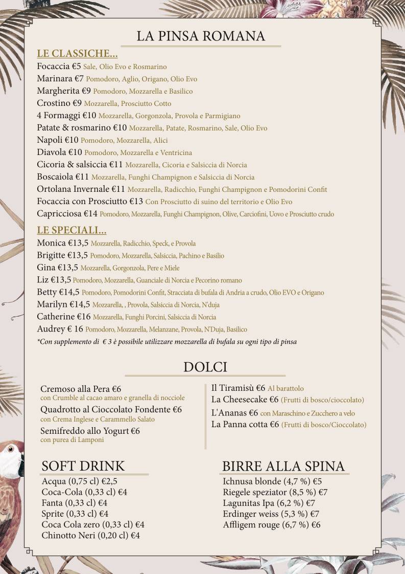 Menu di RARO FRASCATI 