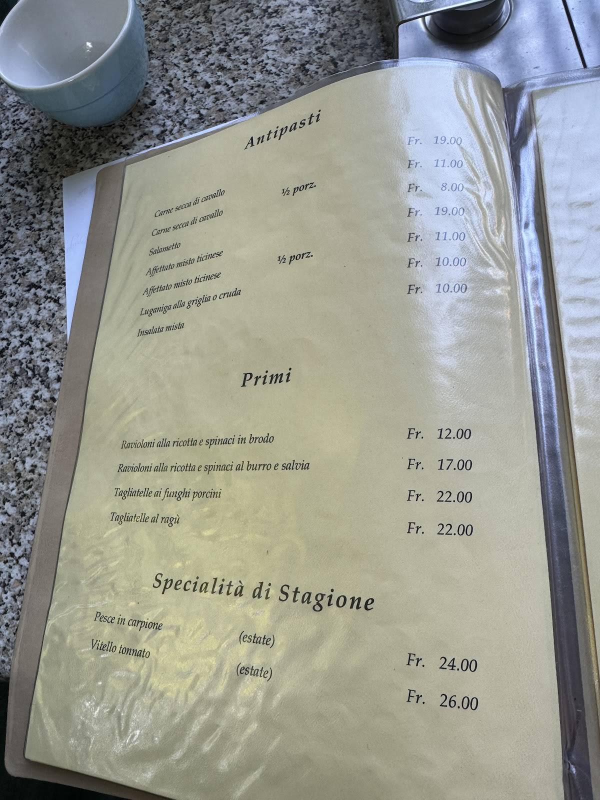 Menu di Ristorante Grotto del Pep 