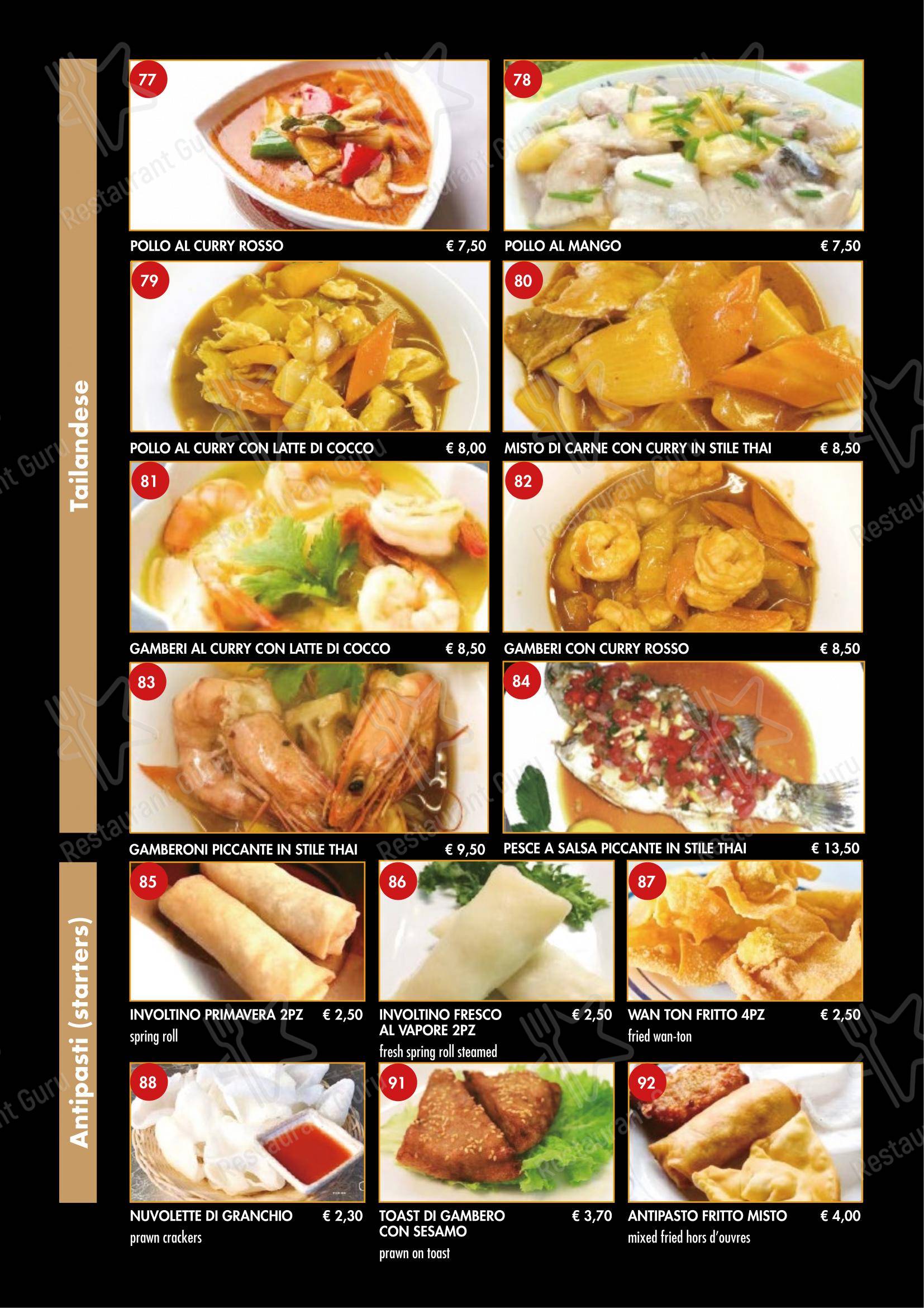 Menu per Ristorante Hong Yun in Avezzano