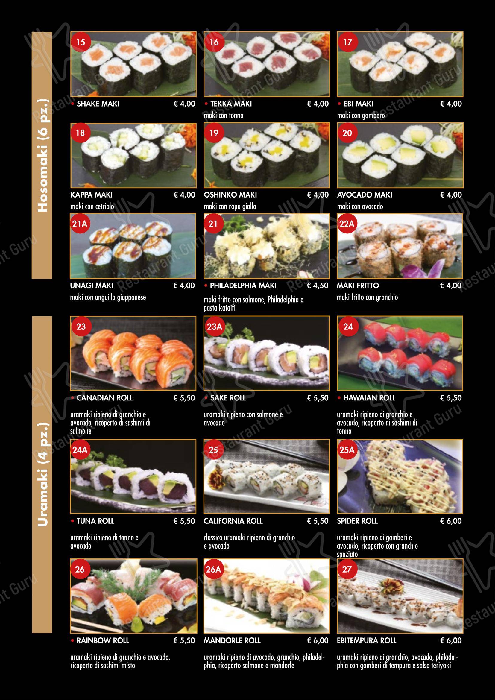 Menu per Ristorante Hong Yun in Avezzano