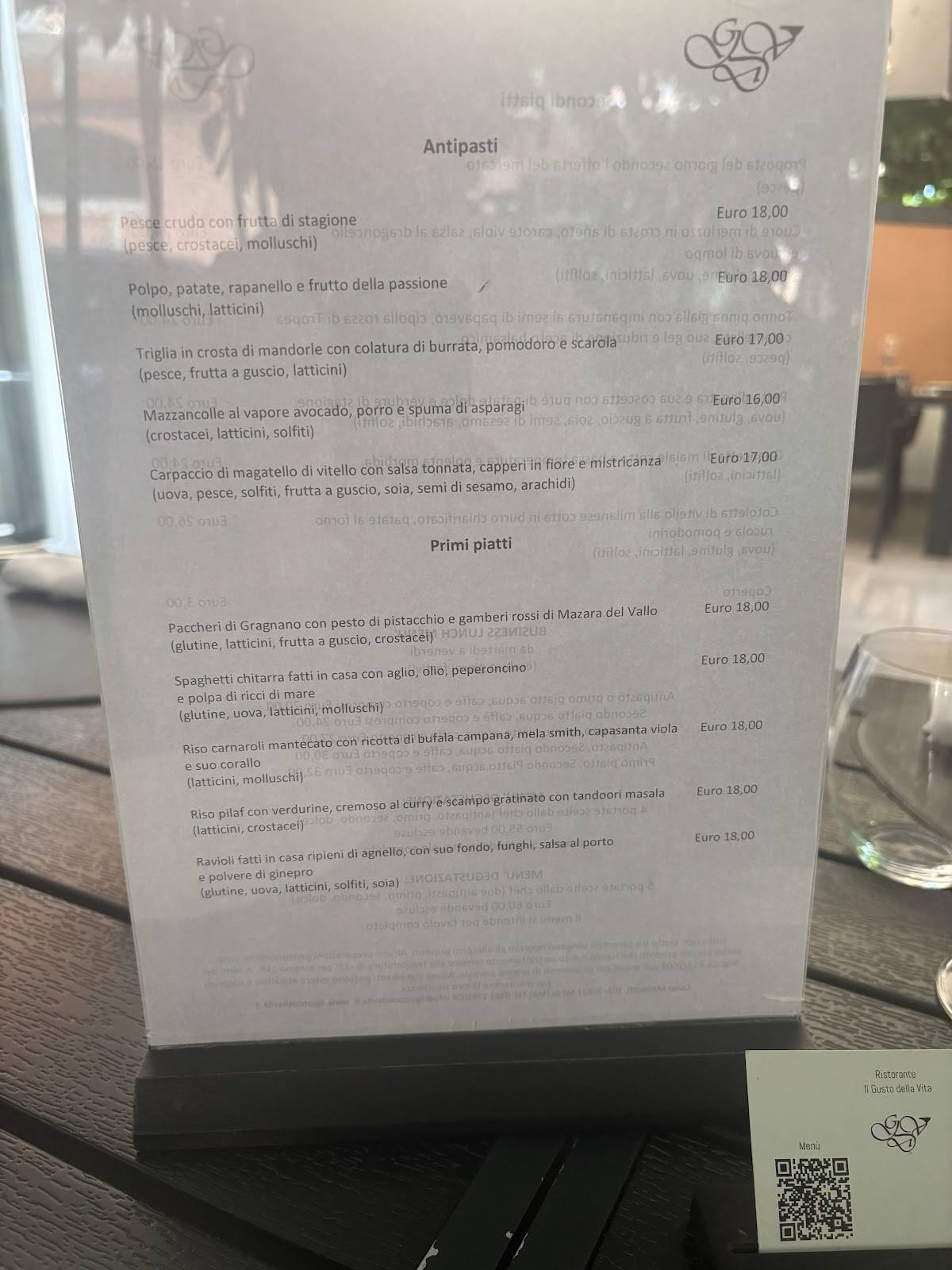 Menu di Il Gusto della Vita 