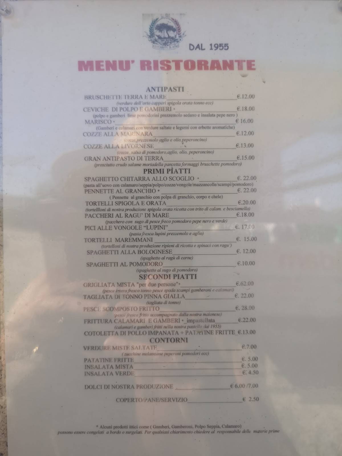 Menu di Ristorante Bar Il Pino 