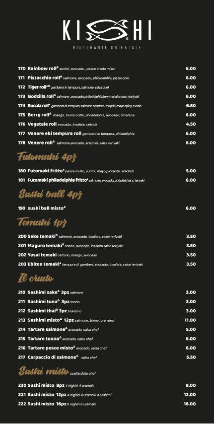 Menu di Ristorante Kishi 