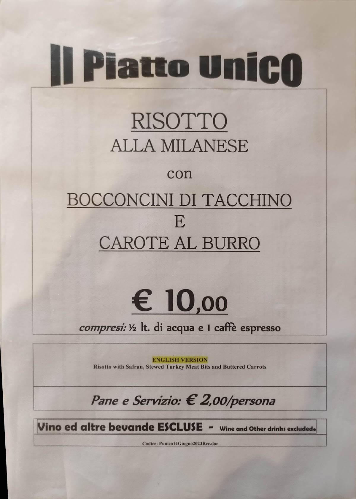Menu di Ristorante La Rotta 