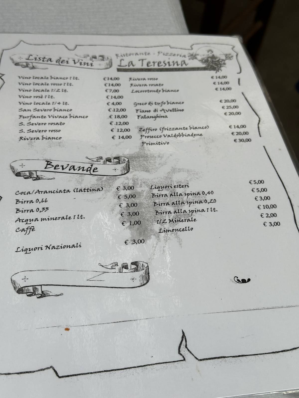Menu di Ristorante La Teresina 