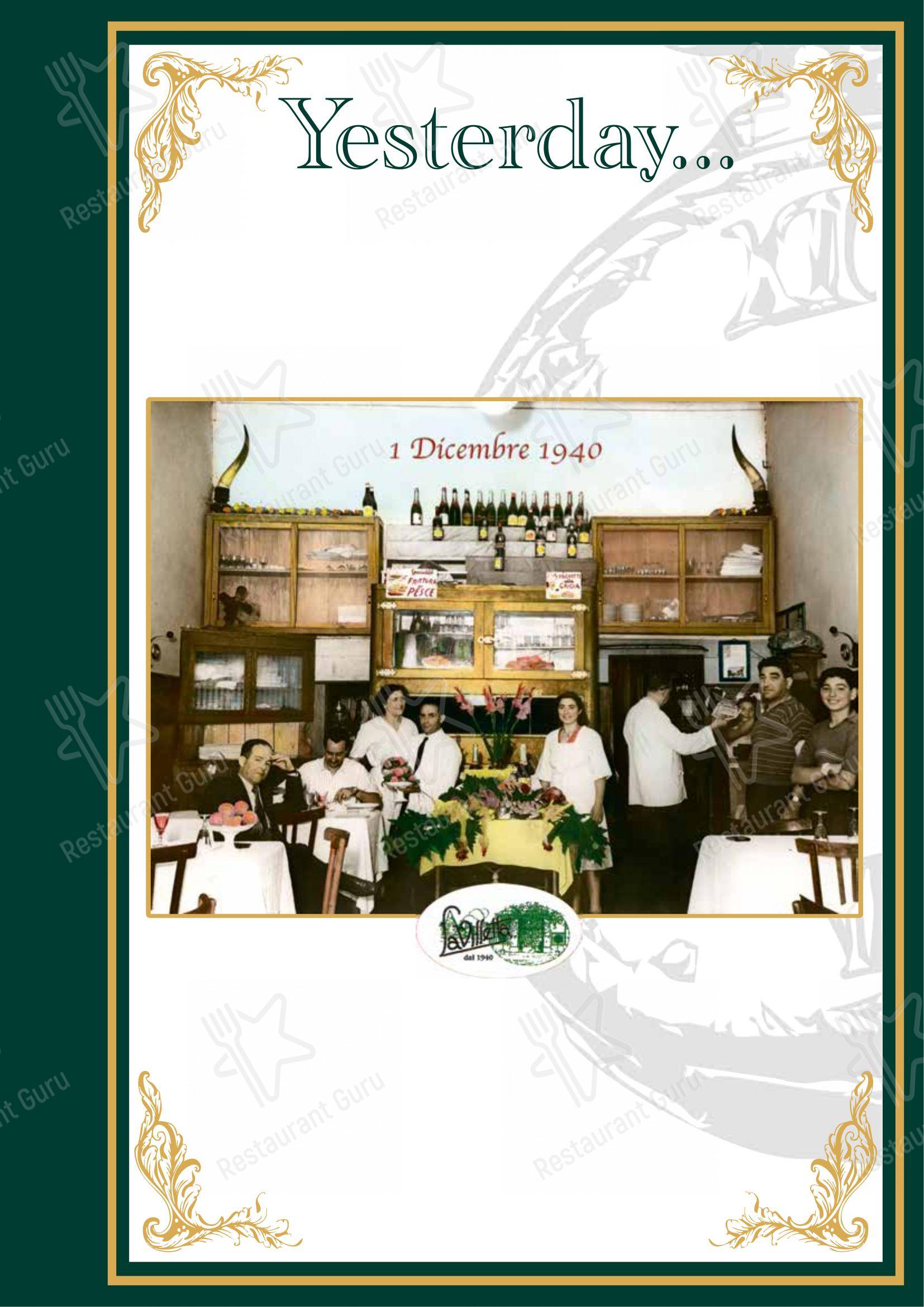 Menu bar per Ristorante La Villetta dal 1940 in Roma