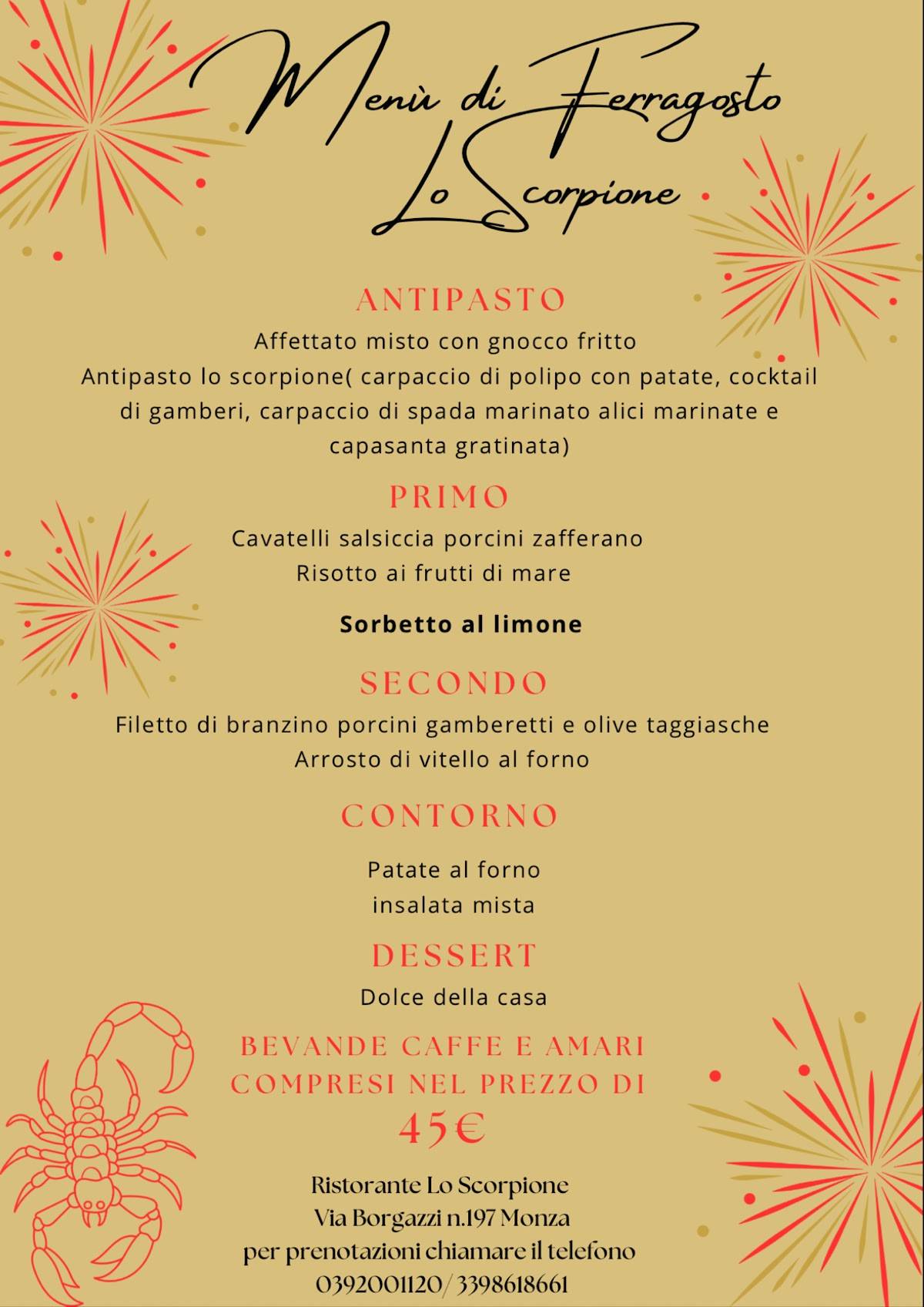 Menu di Ristorante Lo Scorpione 