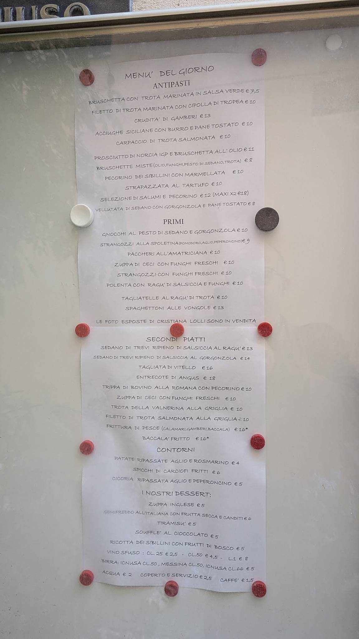 Menu di Ristorante Maggiolini - Trevi 