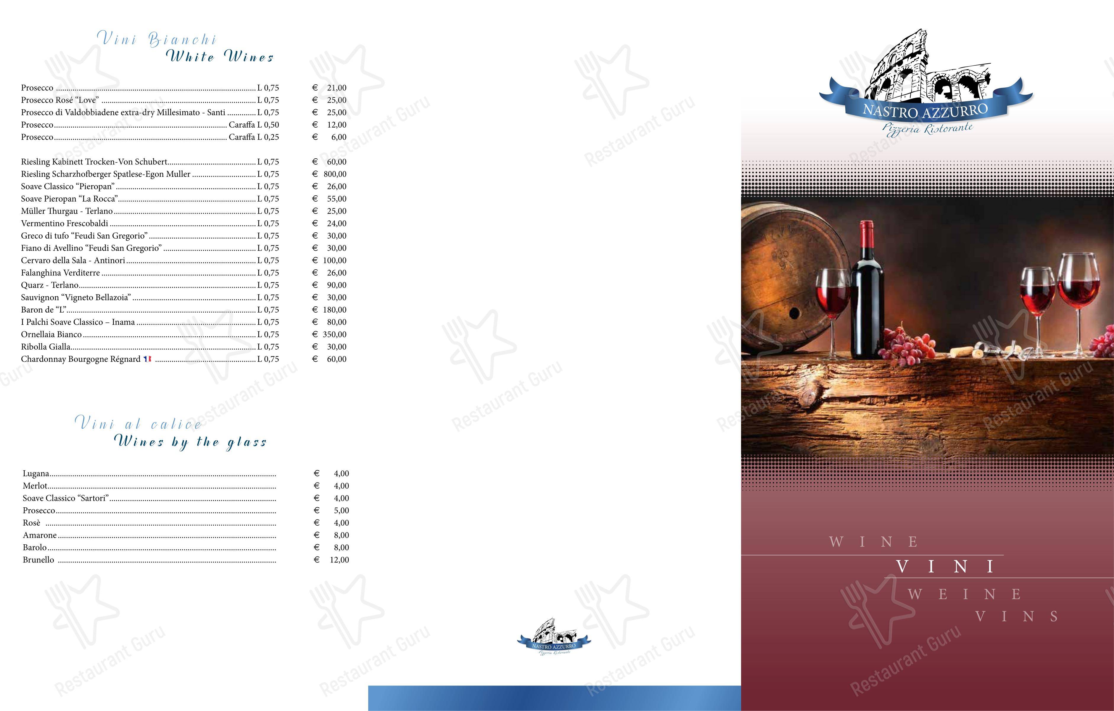 Menu di Ristorante Nastro Azzurro - pasti e bevande