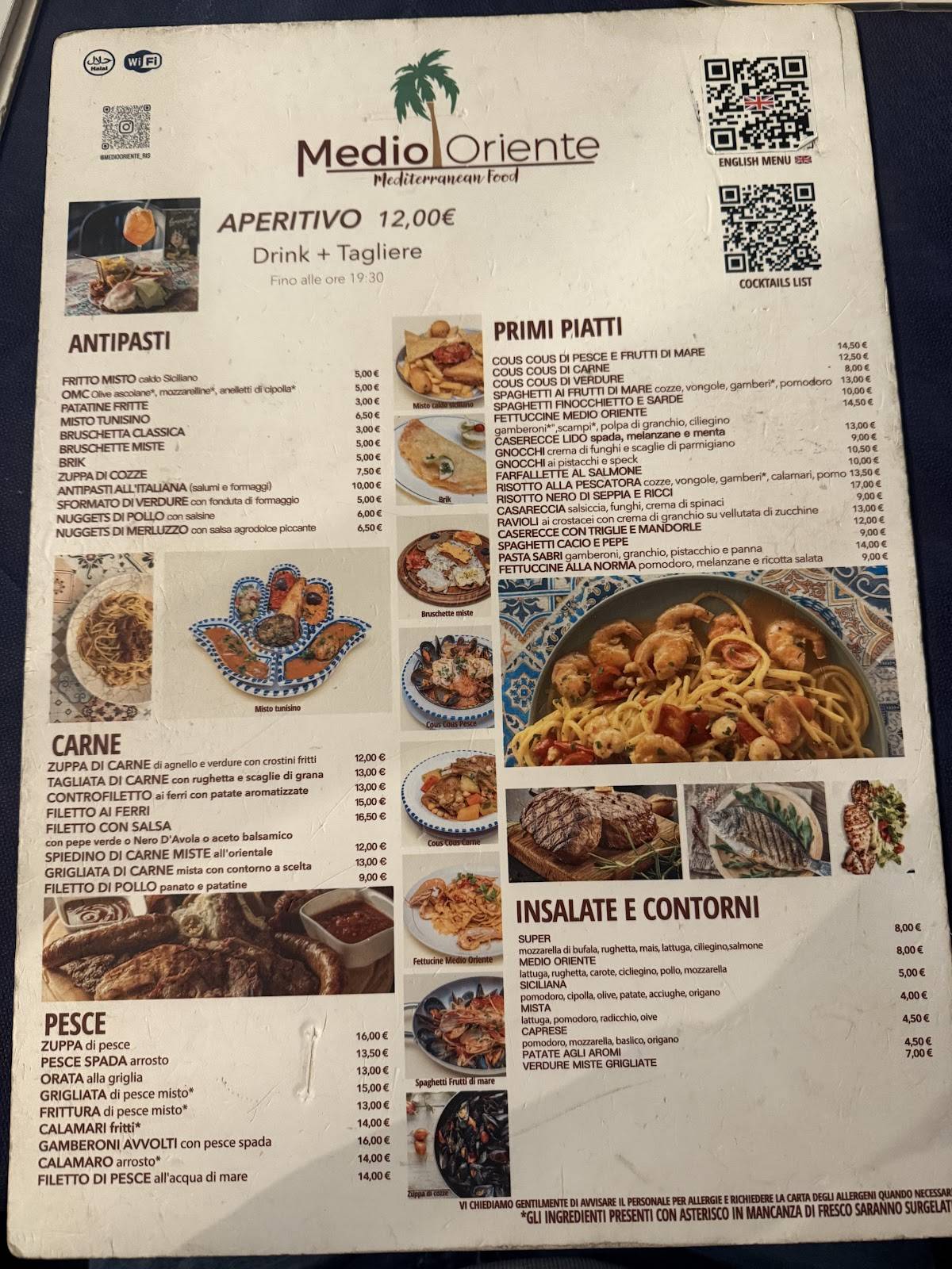 Menu di Ristorante Palermo Medio Oriente 