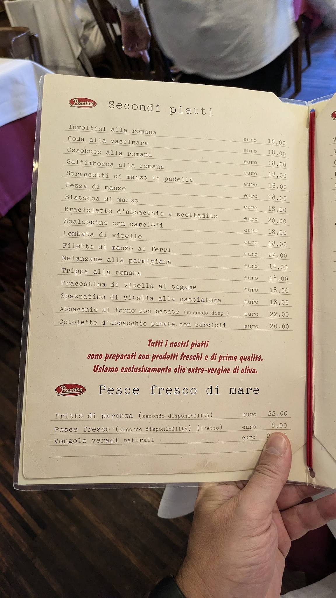 Menu de Ristorante Pecorino