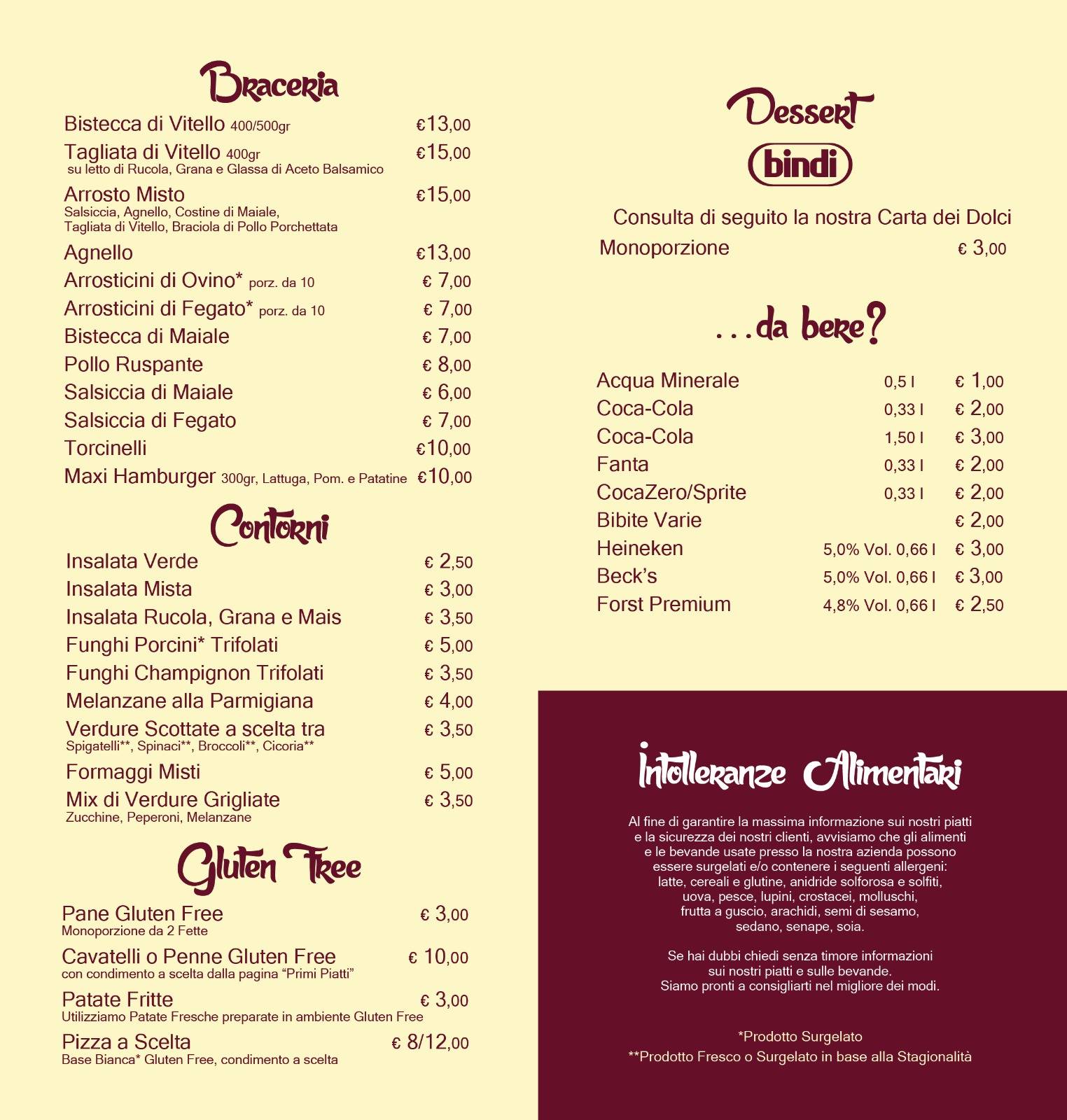 Menu di Le 4 Vianove - Hotel Ruffirio 