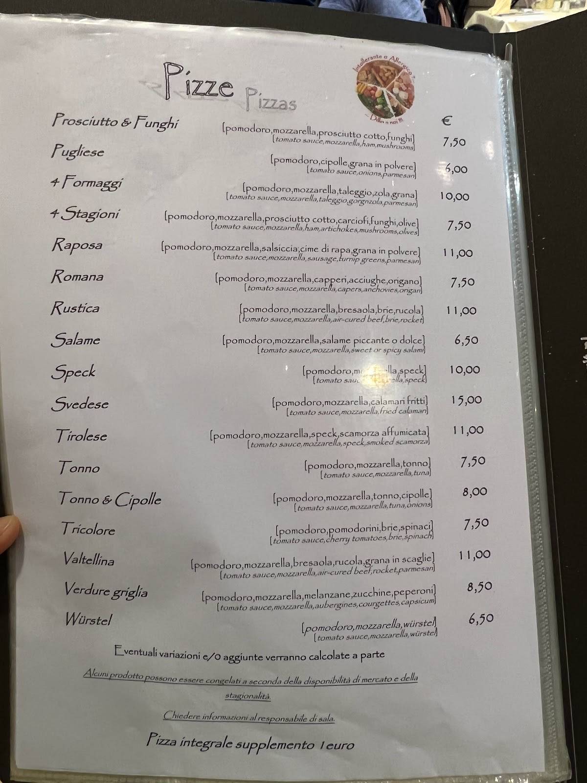 Menu di Ristorante Pizzeria Acquario 