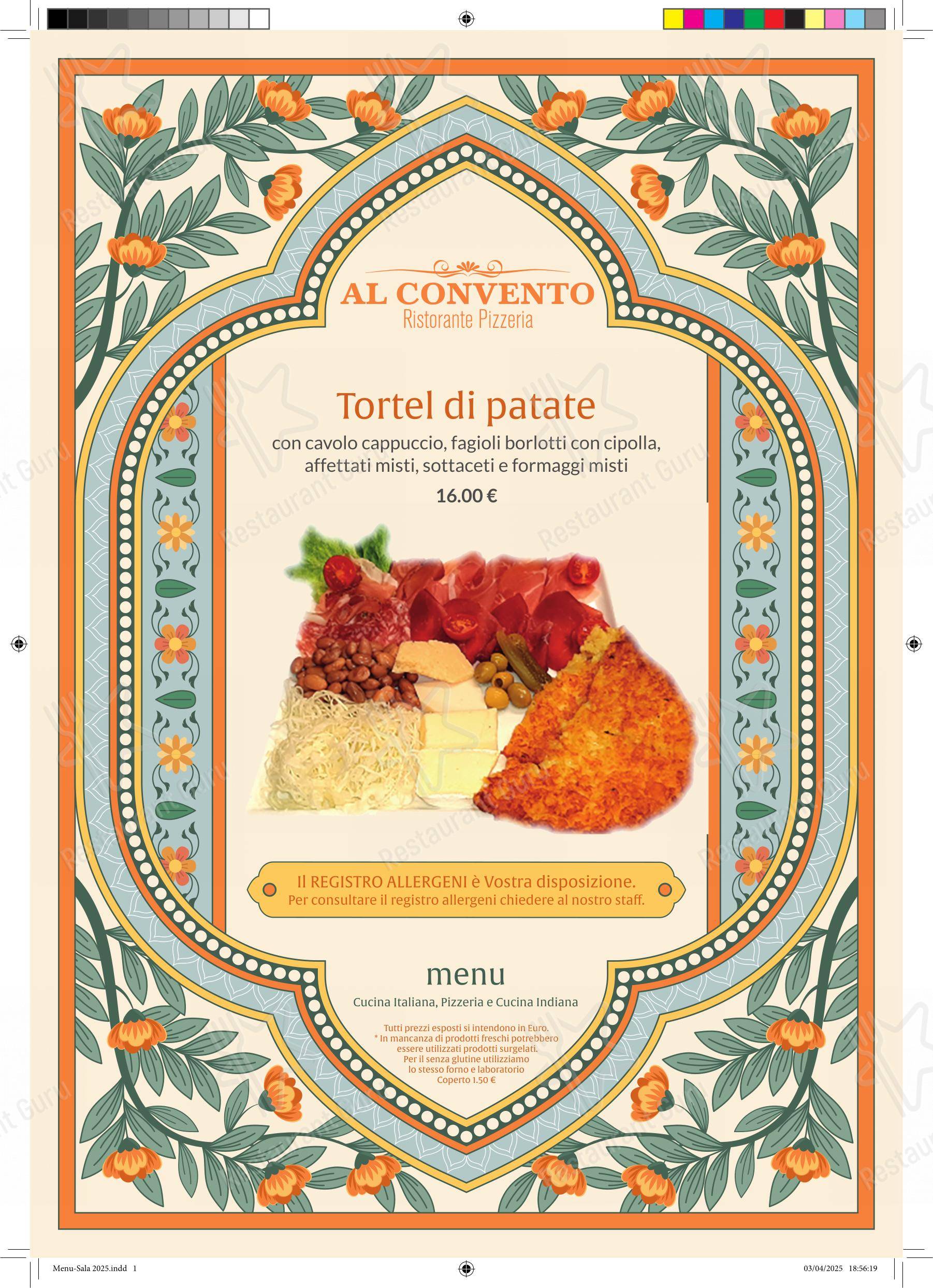 菜单 per Ristorante Pizzeria al Convento ristorante