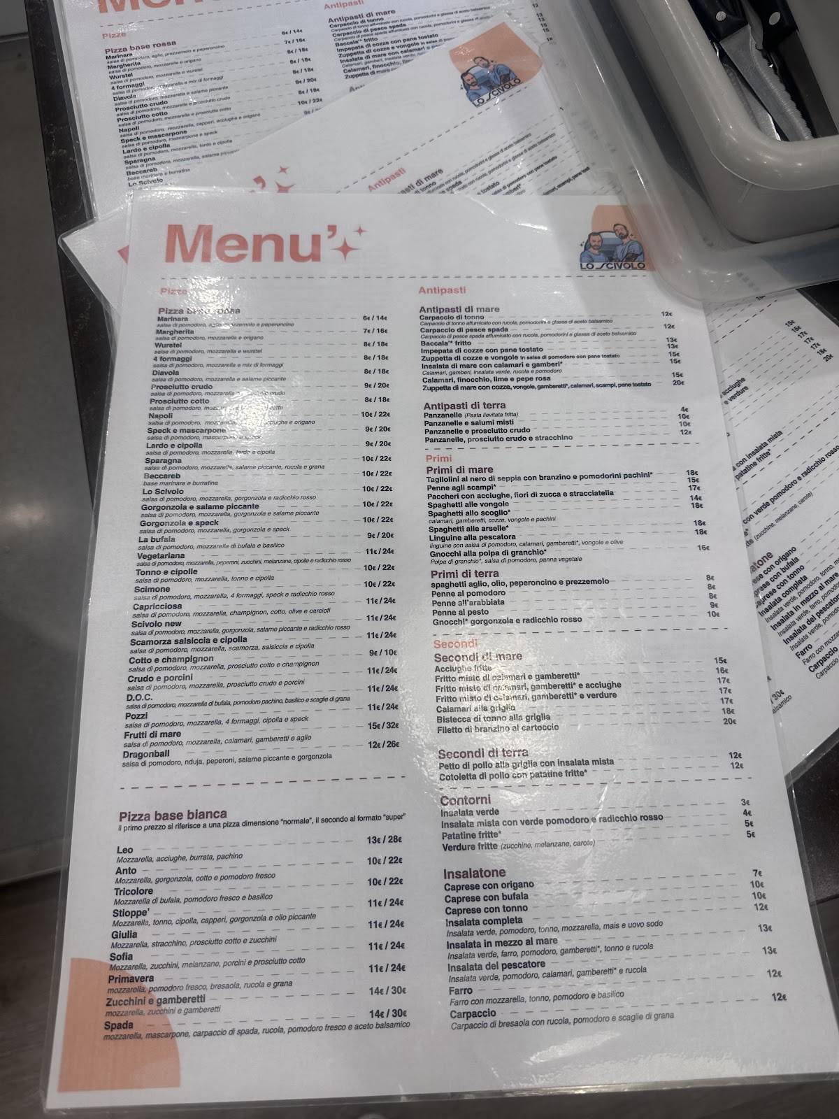 Menu di Ristorante Pizzeria Lo Scivolo 