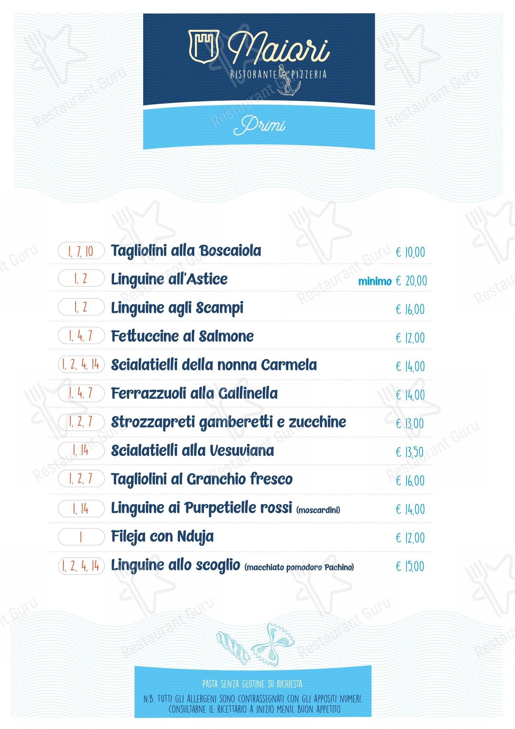 Menu di Ristorante Pizzeria Maiori - Menu
