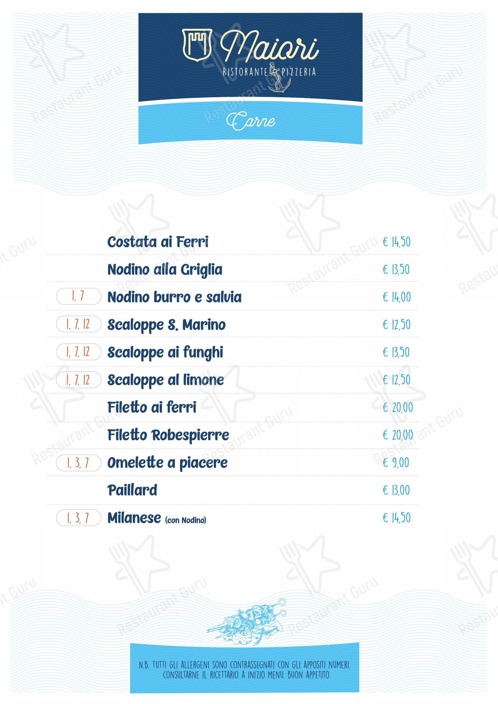 Menu di Ristorante Pizzeria Maiori - Menu