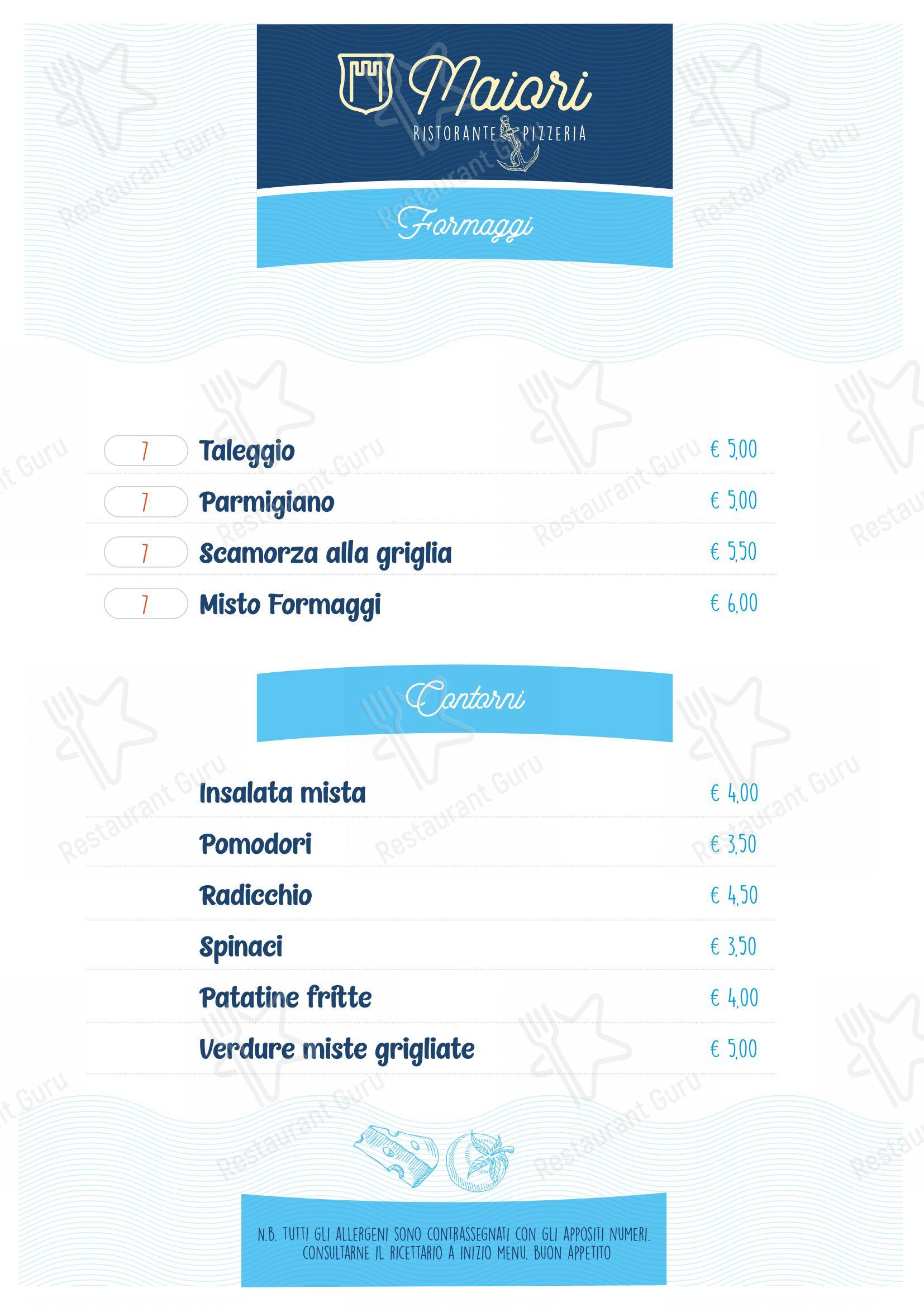 Menu per Ristorante Pizzeria Maiori in Saronno
