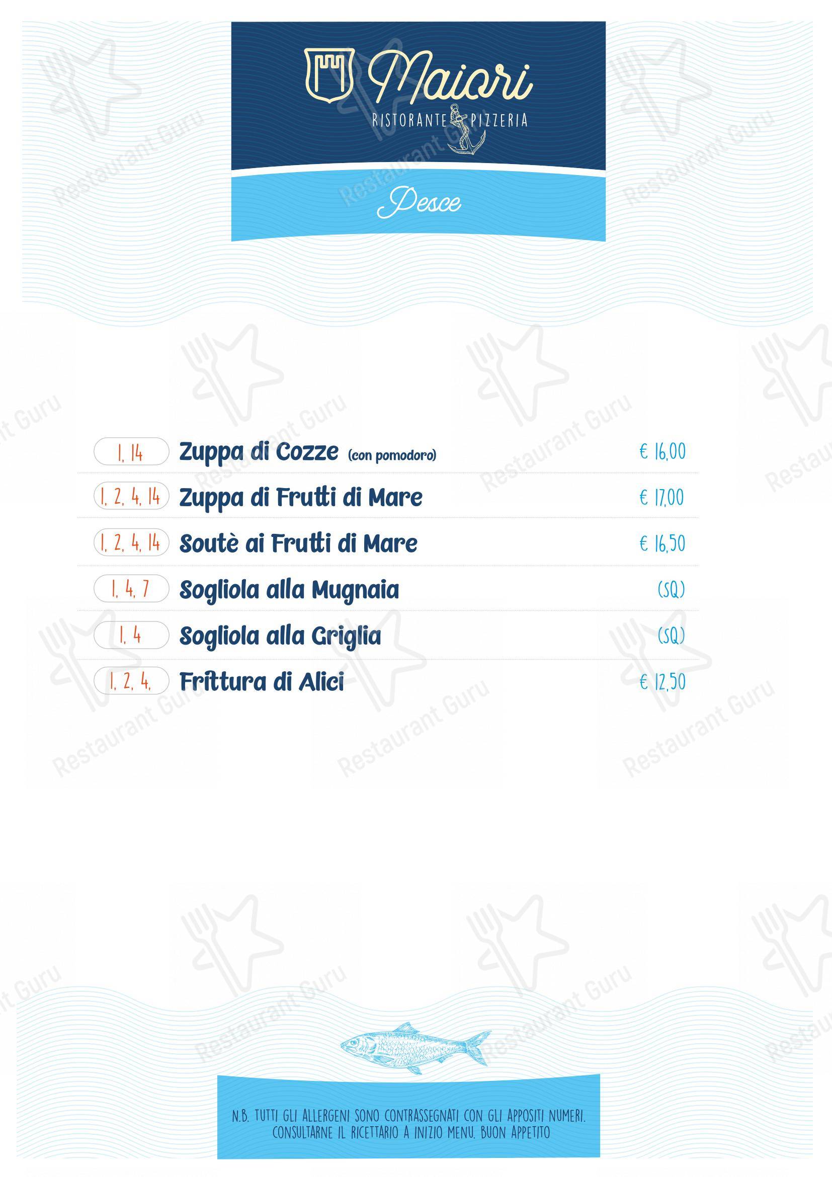 Menu per Ristorante Pizzeria Maiori ristorante