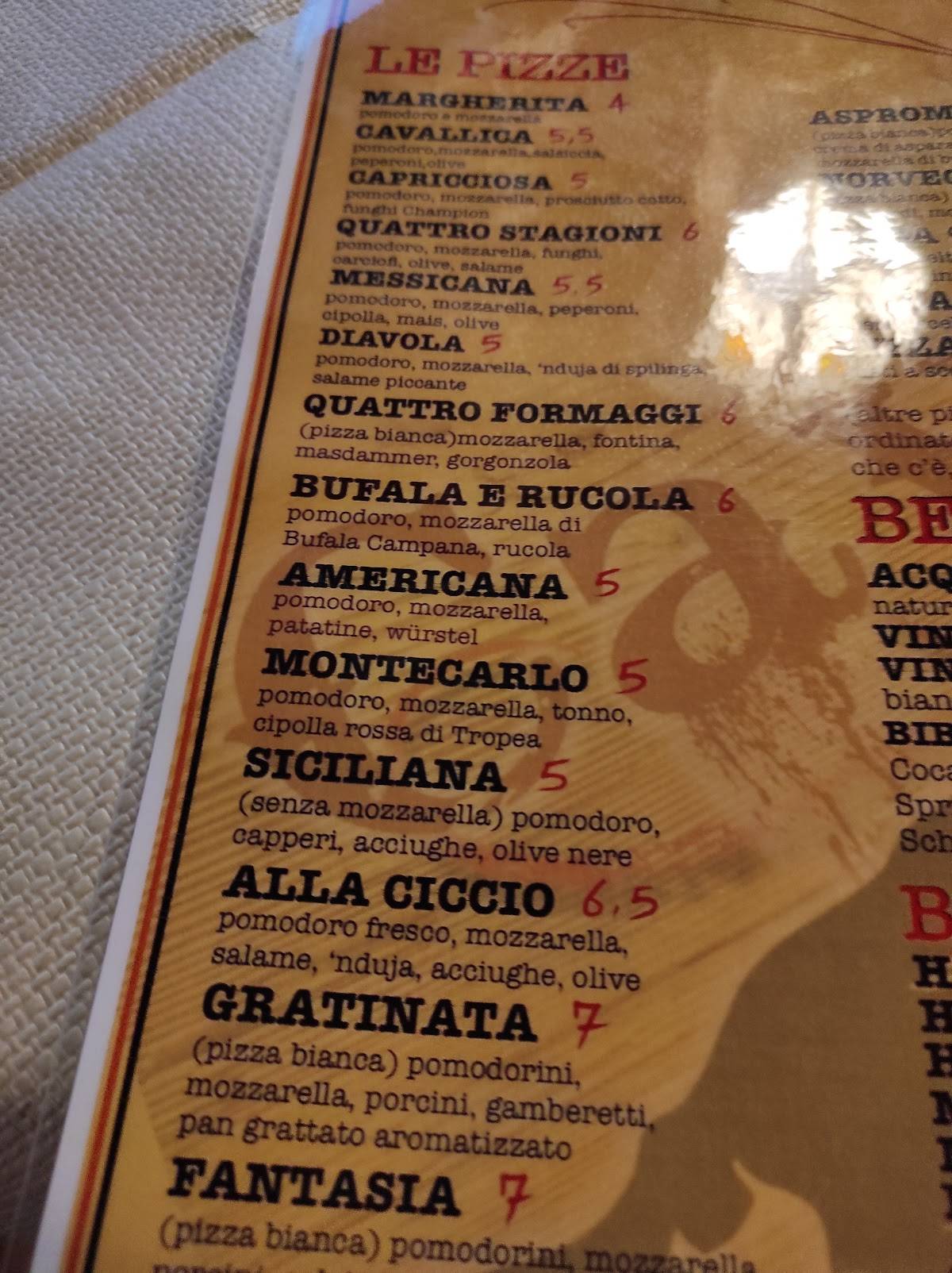 Menu di Ristorante Pizzeria Maneggio Cavallica Ranch 
