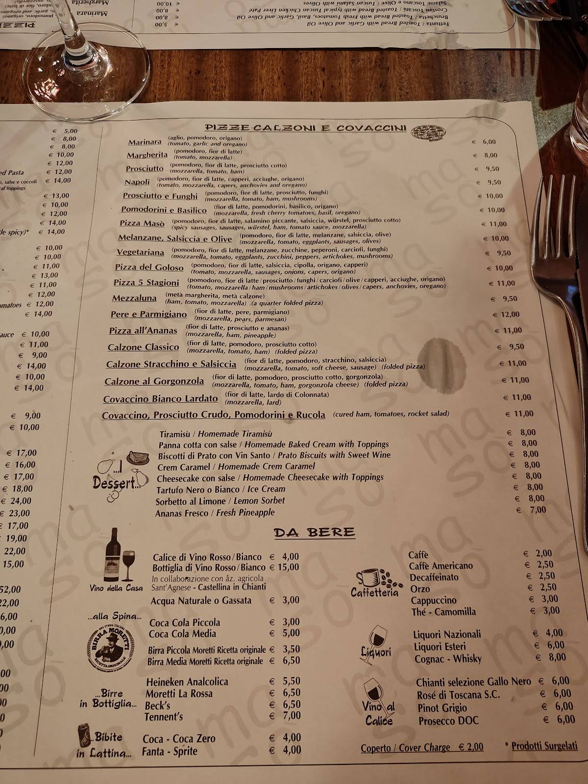Menu di Ristorante Pizzeria Maso' 